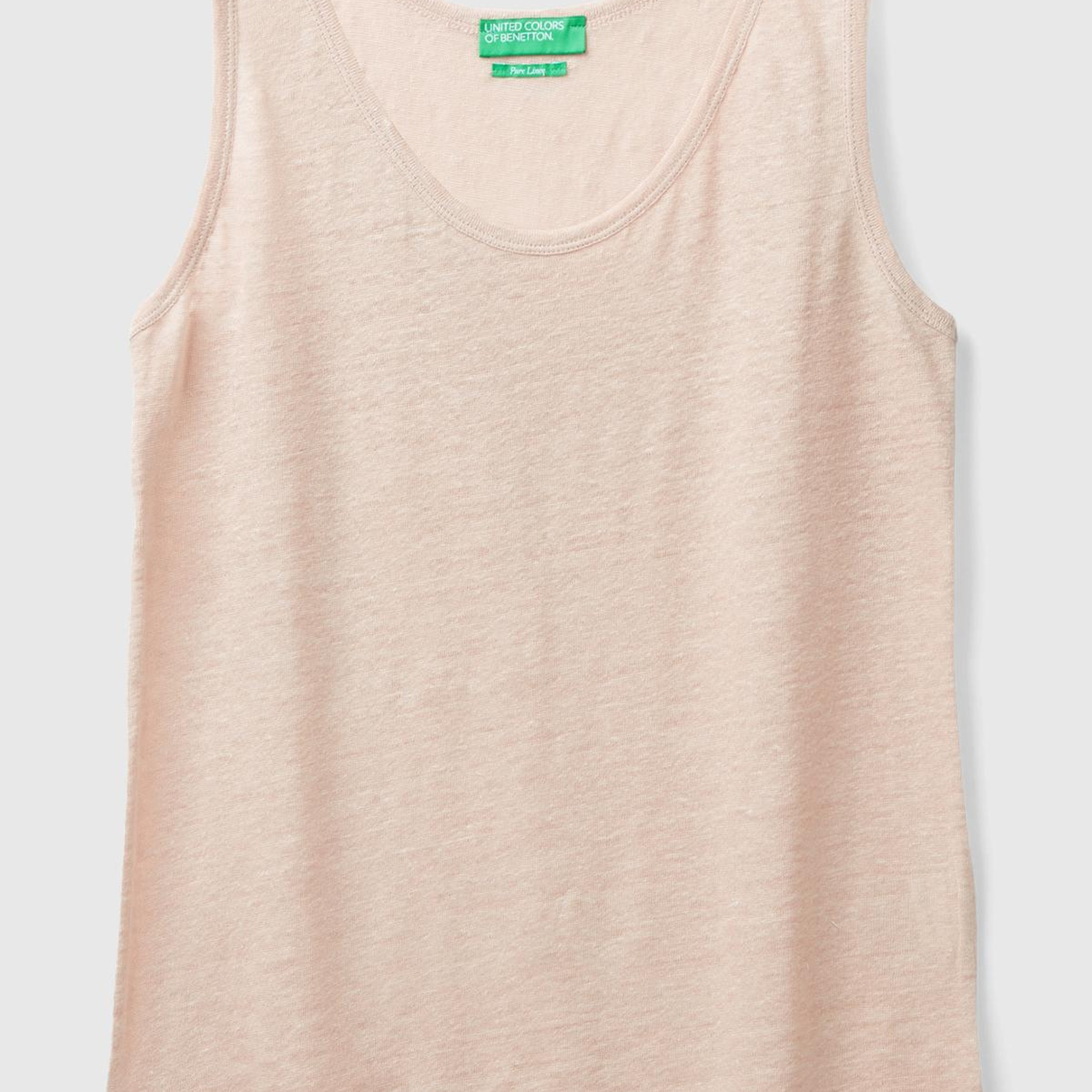 Kadın Pudra %100 Keten Rahat Kalıp Kalın Askılı Atlet