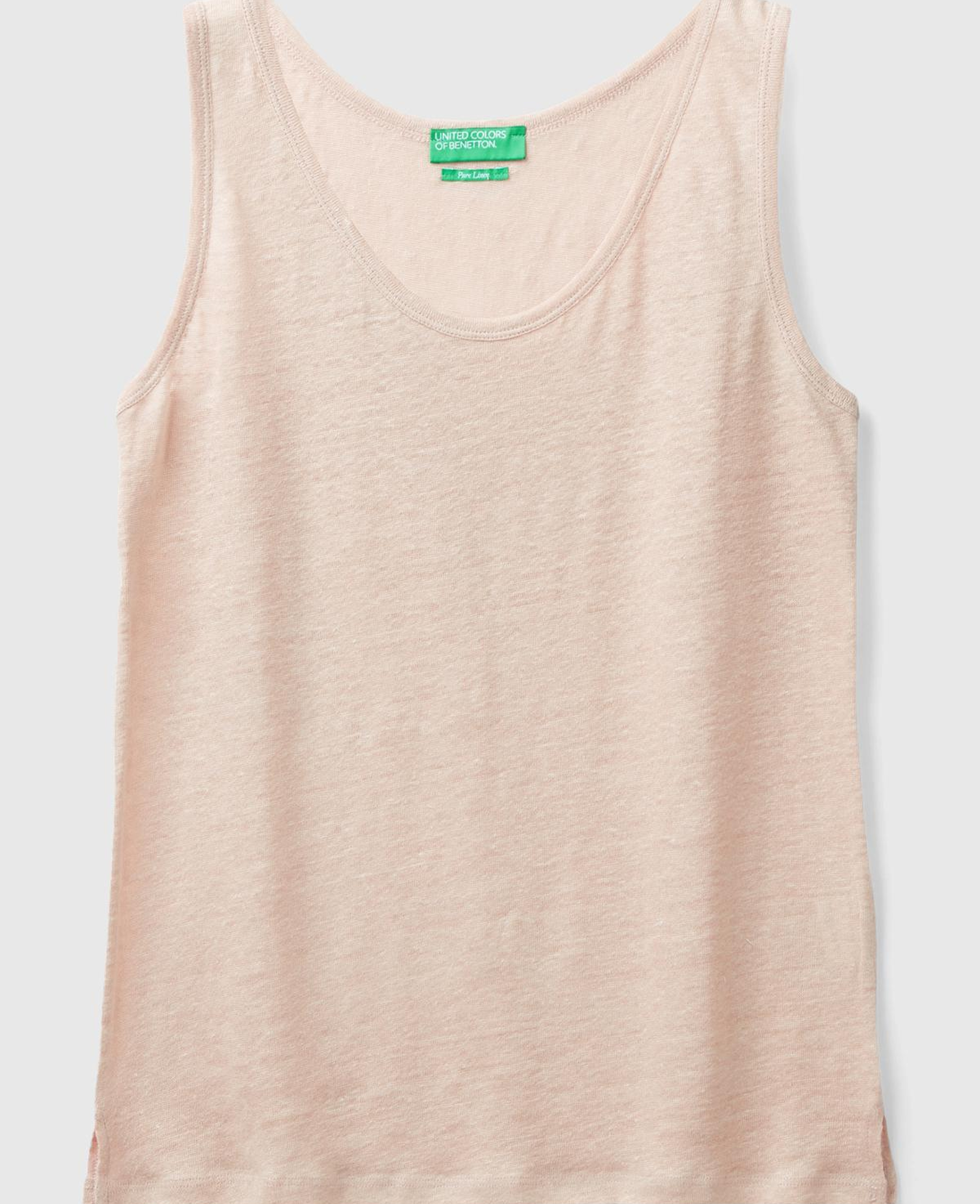 Kadın Pudra %100 Keten Rahat Kalıp Kalın Askılı Atlet