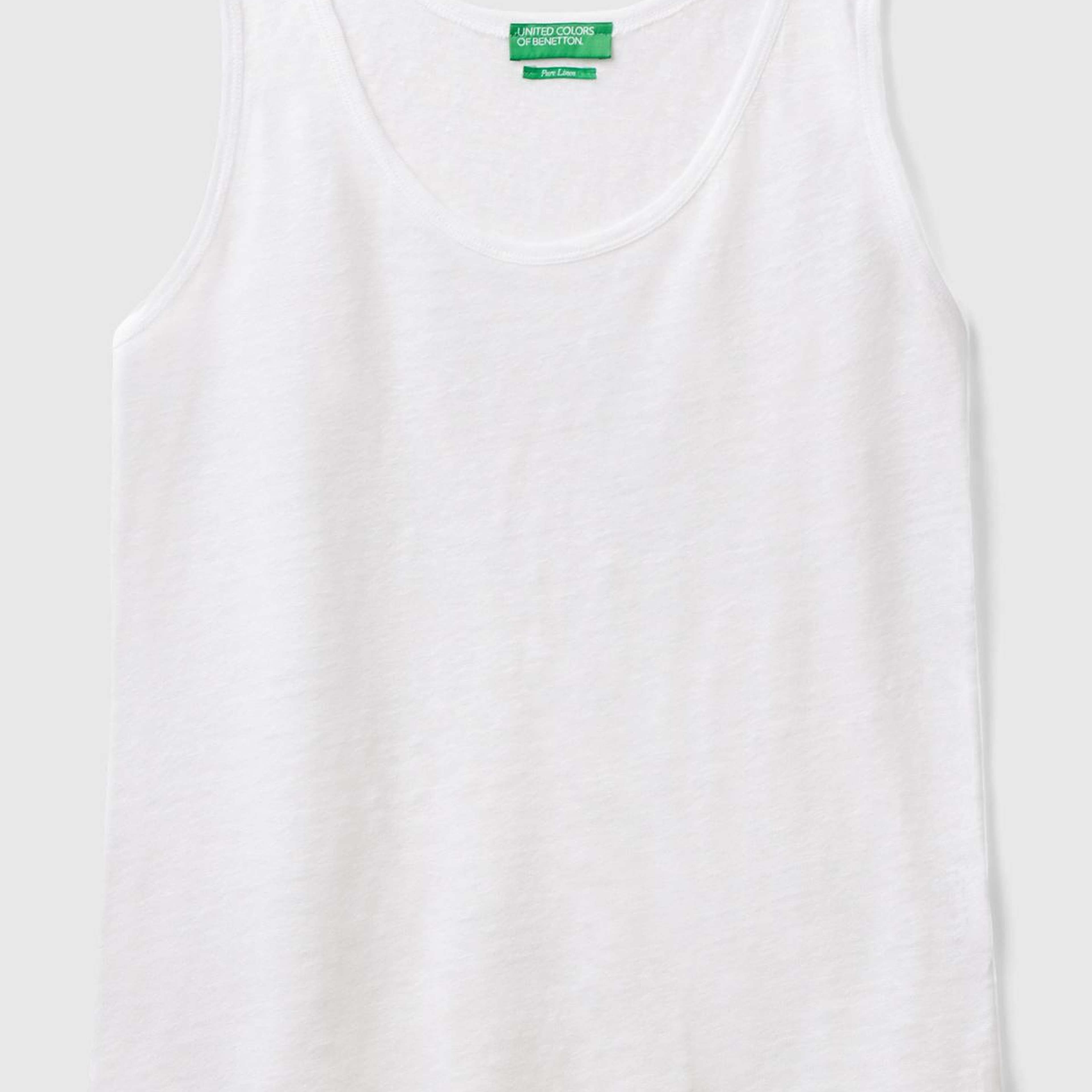 Kadın Beyaz %100 Keten Rahat Kalıp Kalın Askılı Atlet