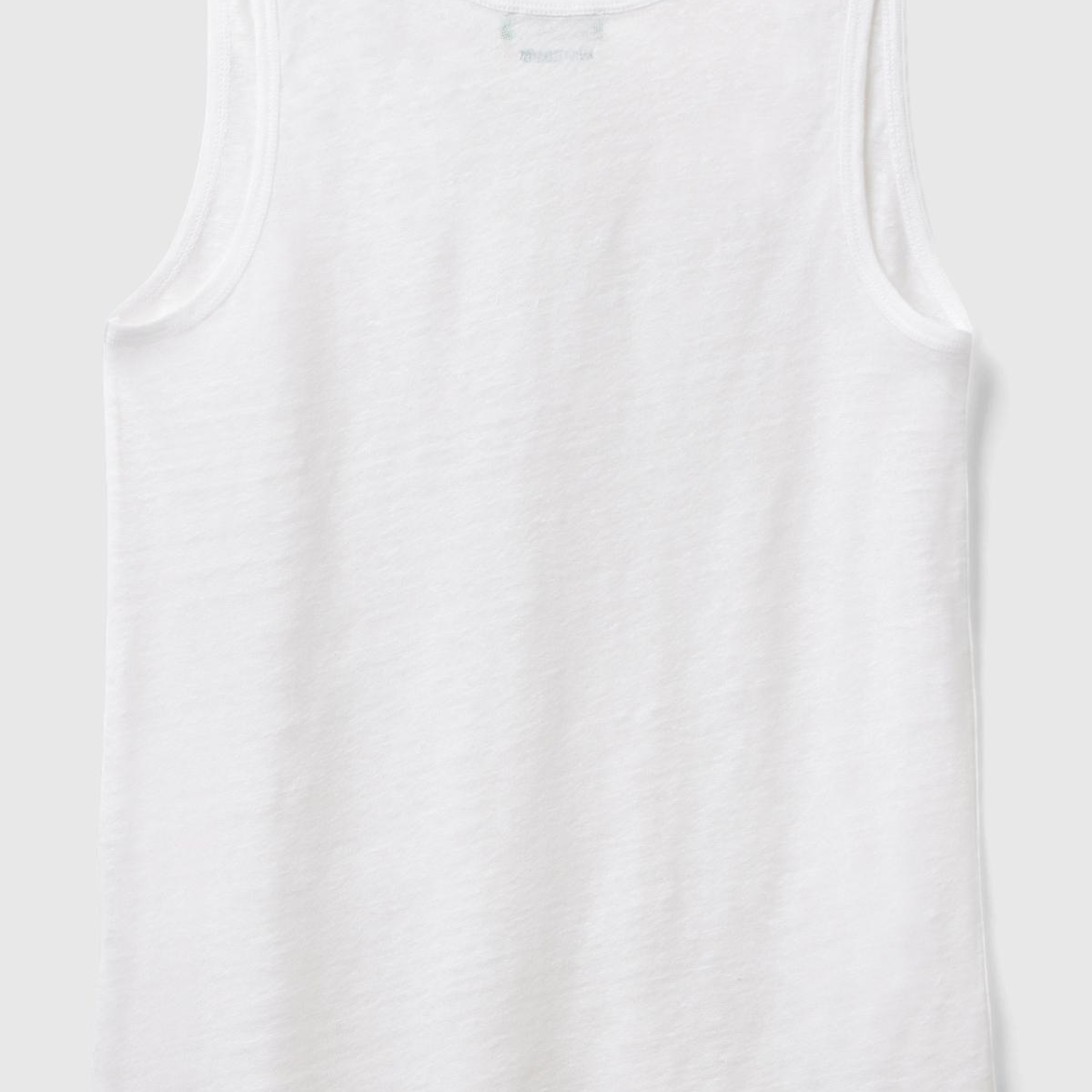 Kadın Beyaz %100 Keten Rahat Kalıp Kalın Askılı Atlet