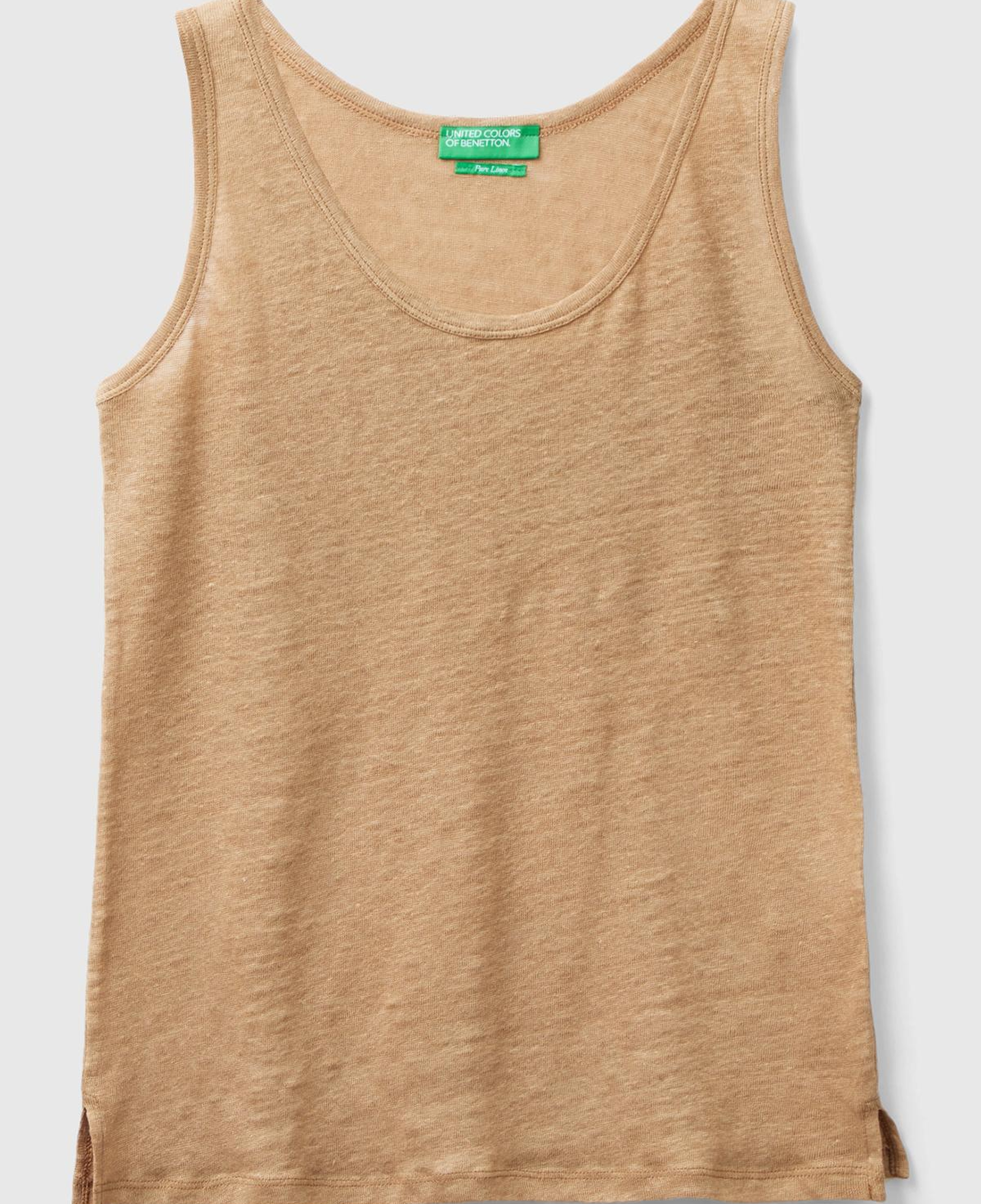 Kadın Taba %100 Keten Rahat Kalıp Kalın Askılı Atlet