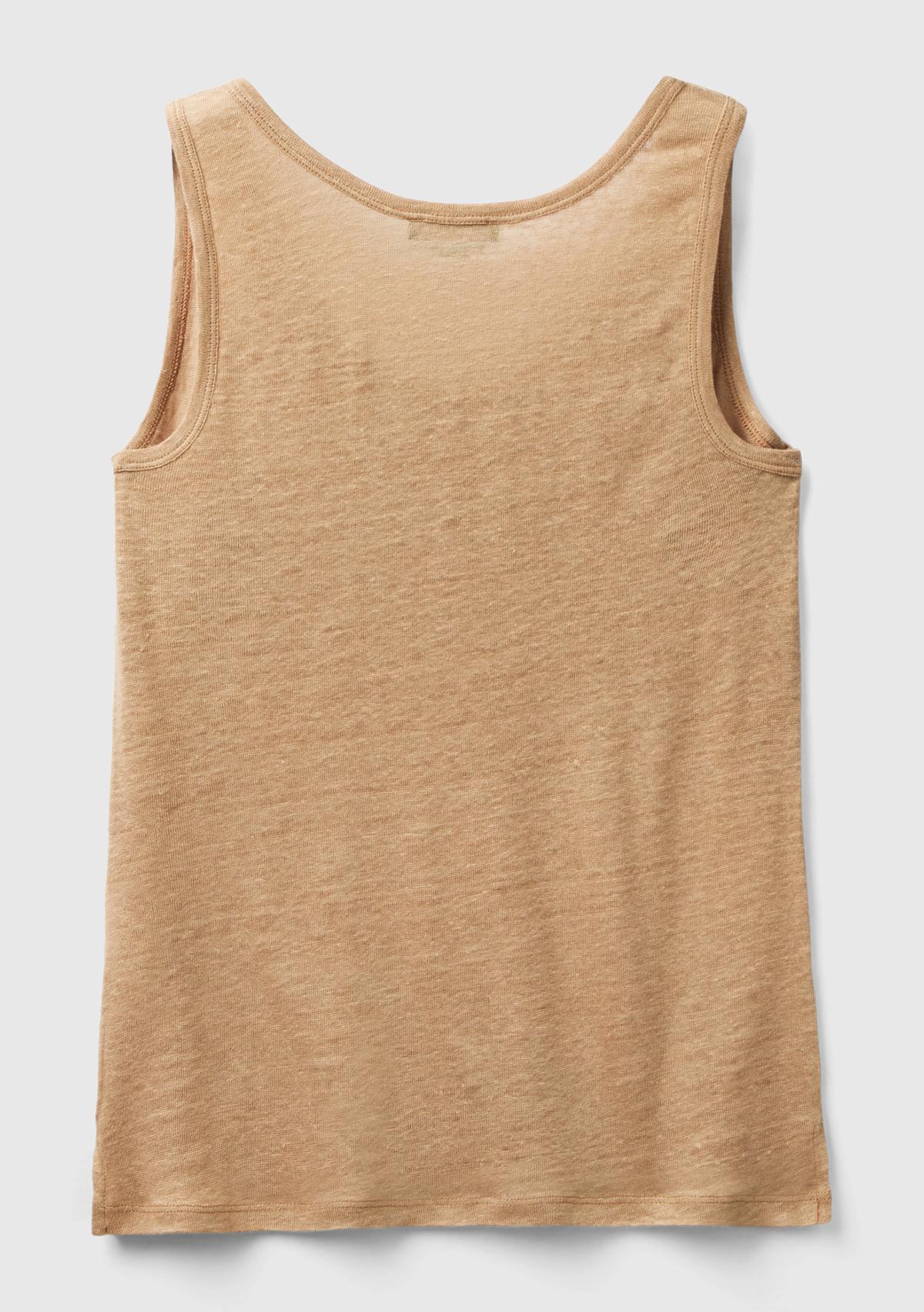 Kadın Taba %100 Keten Rahat Kalıp Kalın Askılı Atlet