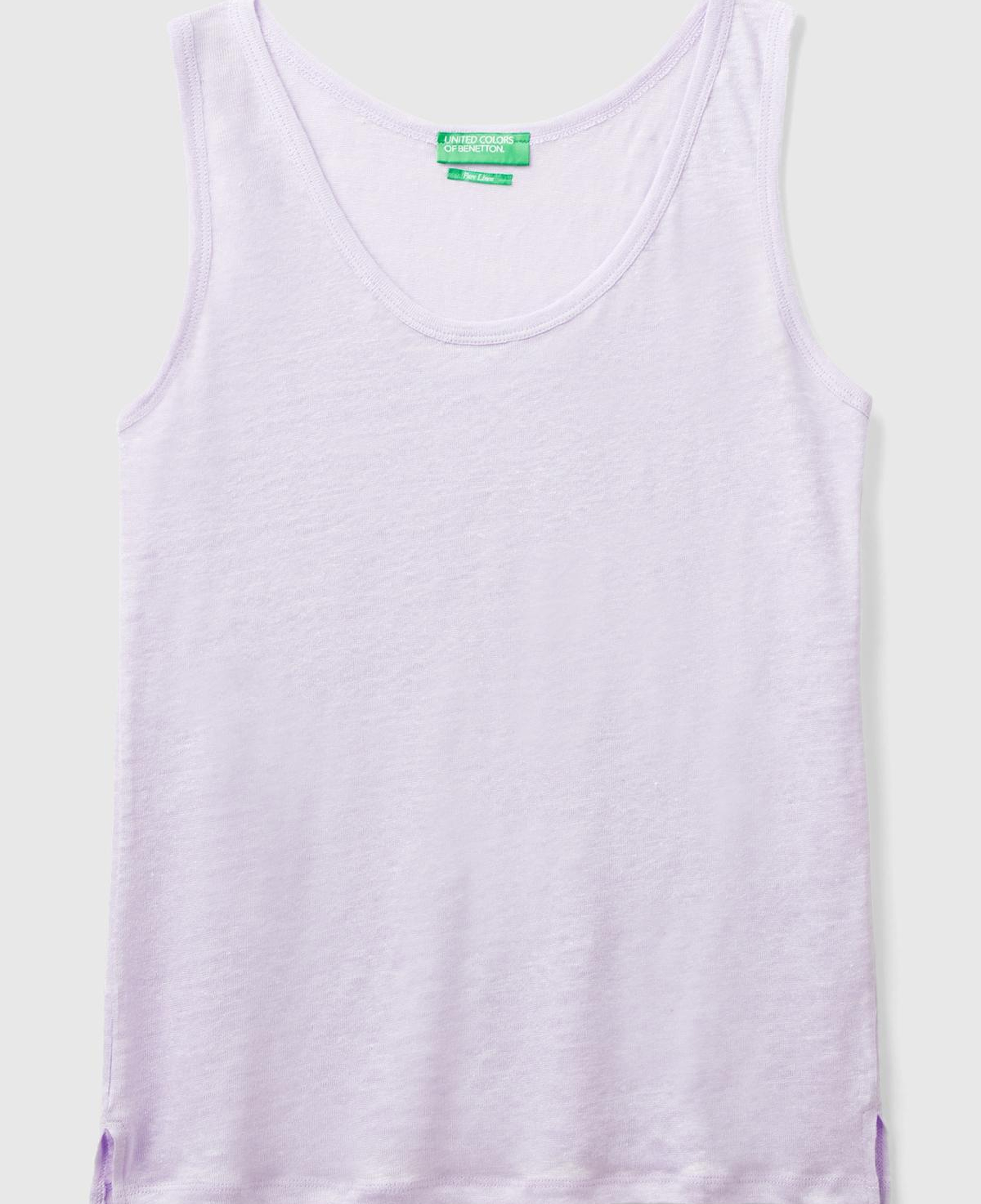 Kadın Lila %100 Keten Rahat Kalıp Kalın Askılı Atlet