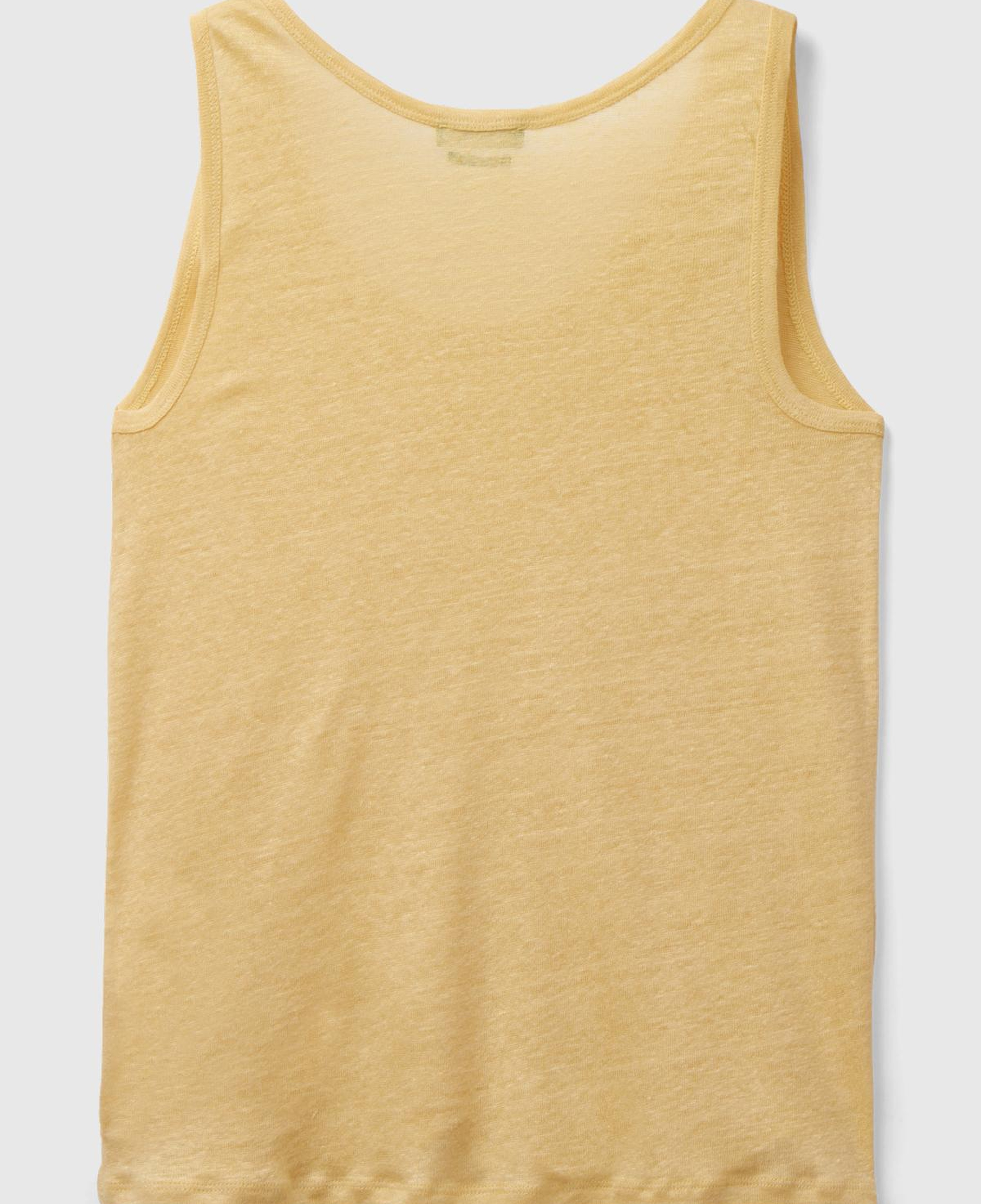 Kadın Açık Sarı %100 Keten Rahat Kalıp Kalın Askılı Atlet