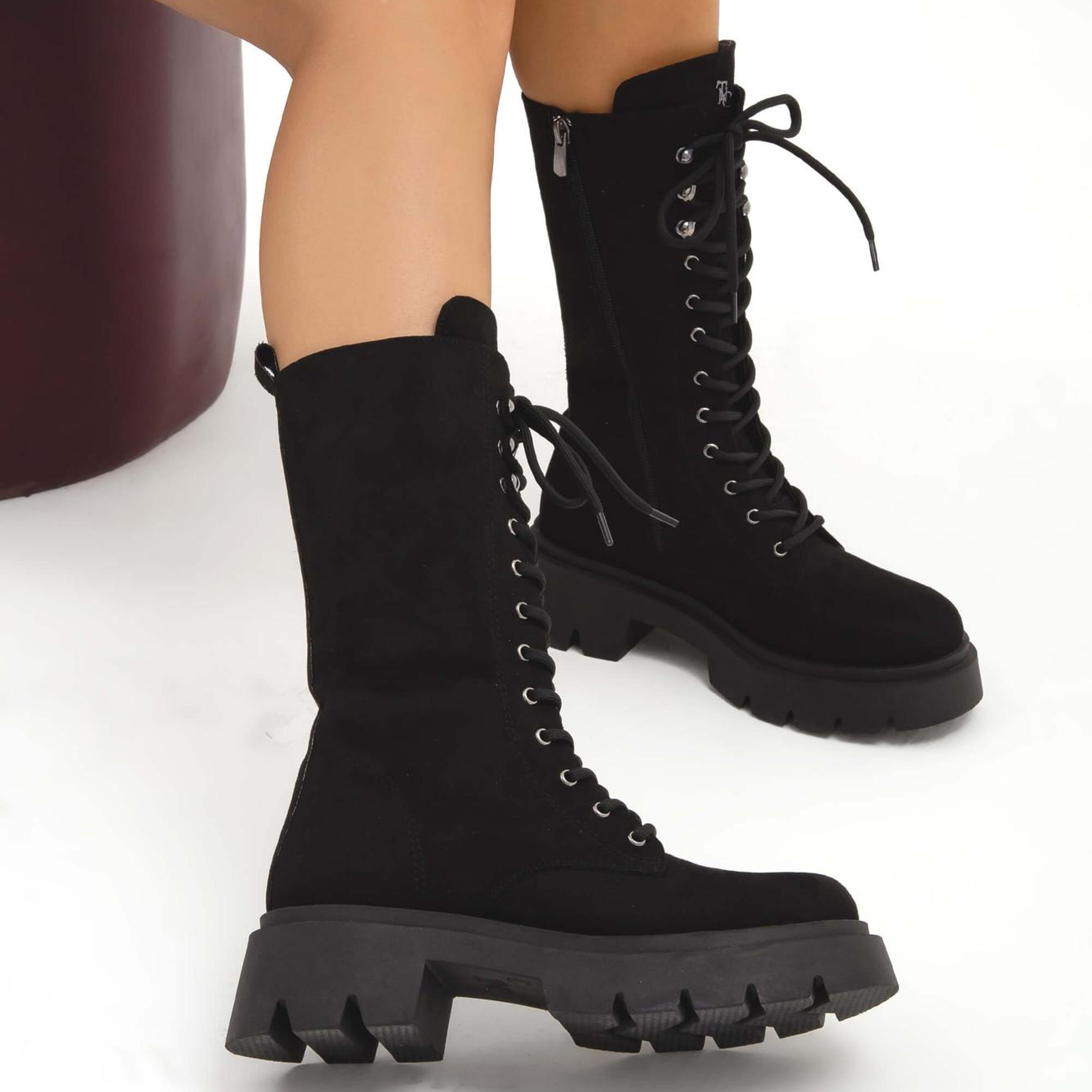 Tamer Tanca Kadın Vegan Siyah Süet POSTAL Bot