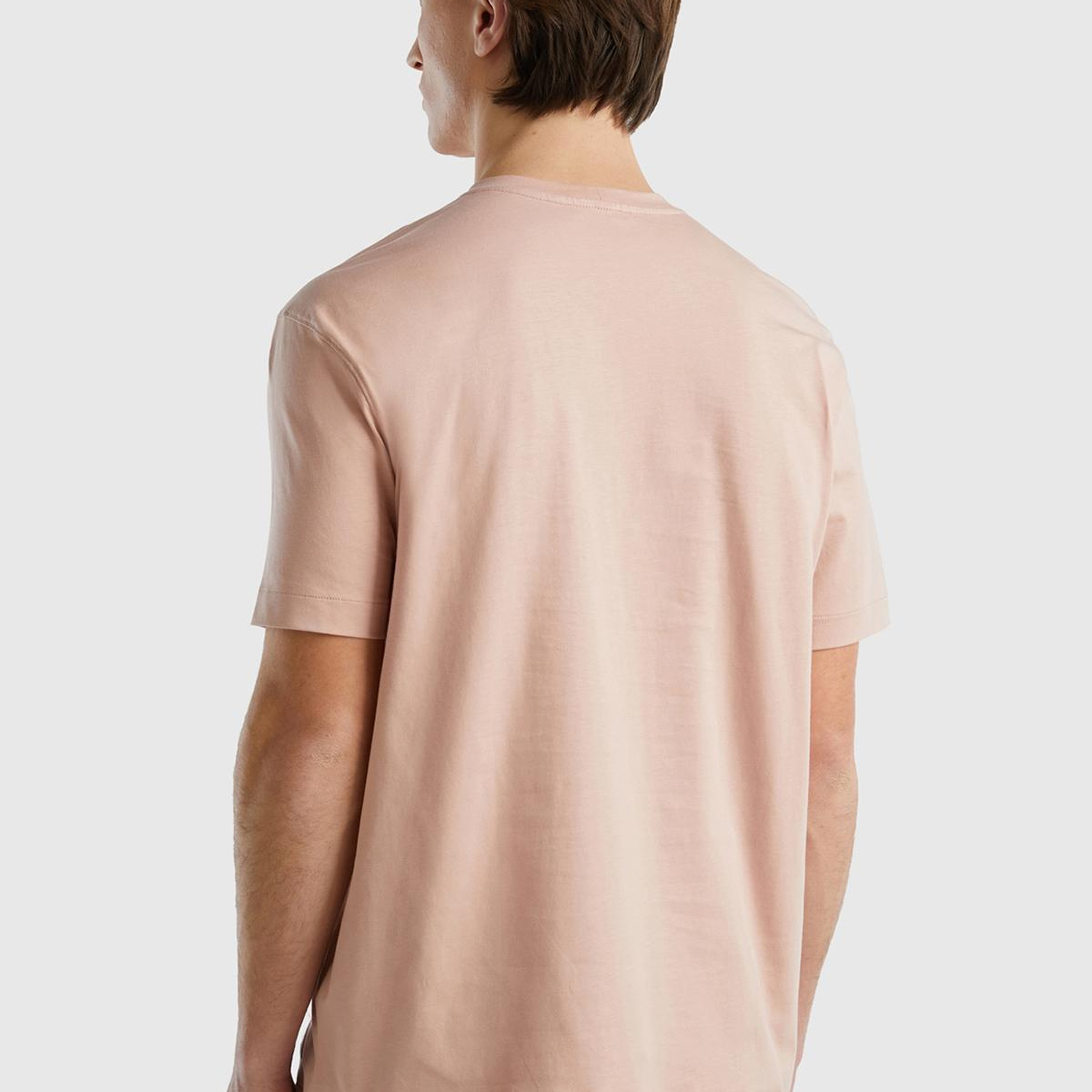 Erkek Pudra %100 Organik Koton Baskılı T-Shirt