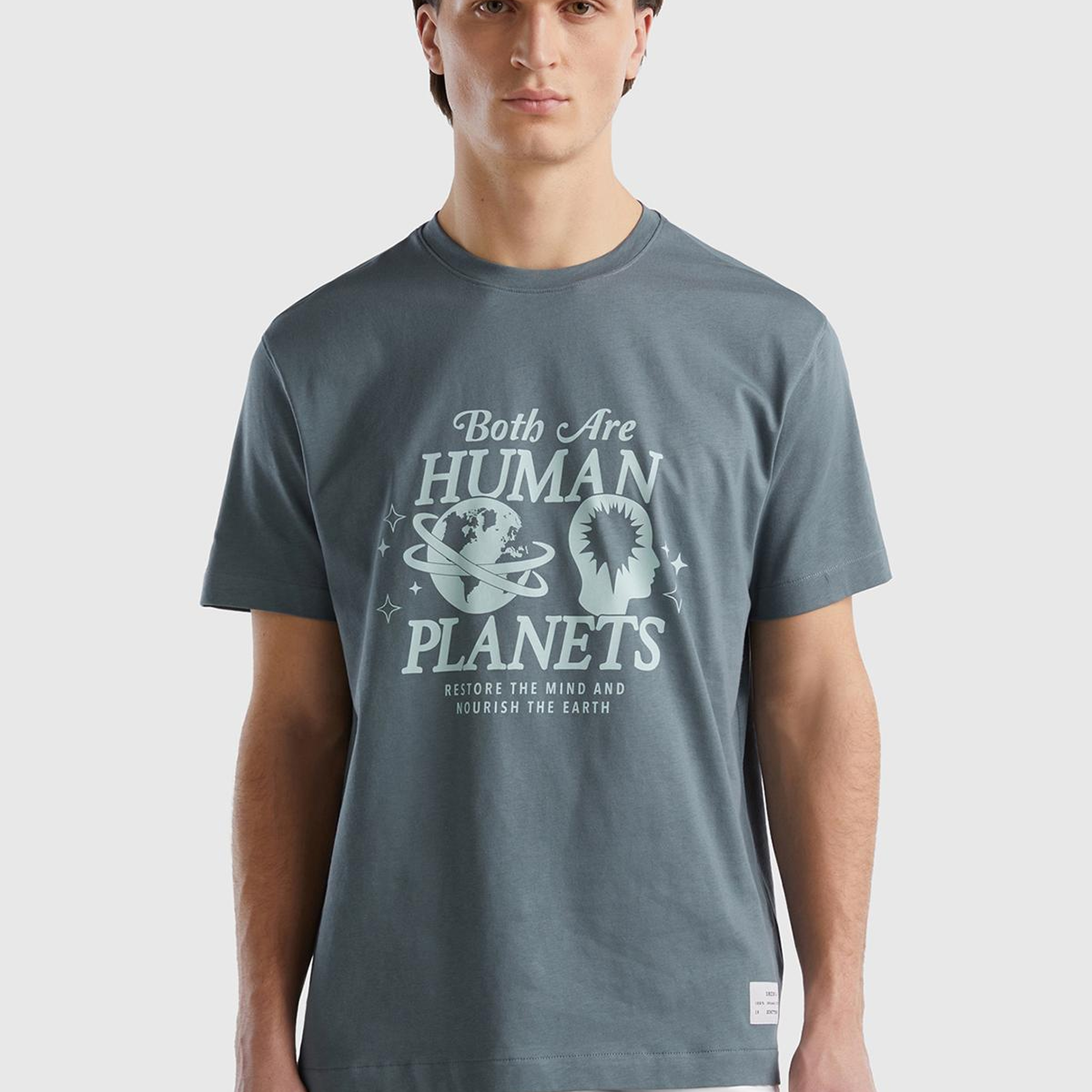 Erkek Füme %100 Organik Koton Baskılı T-Shirt