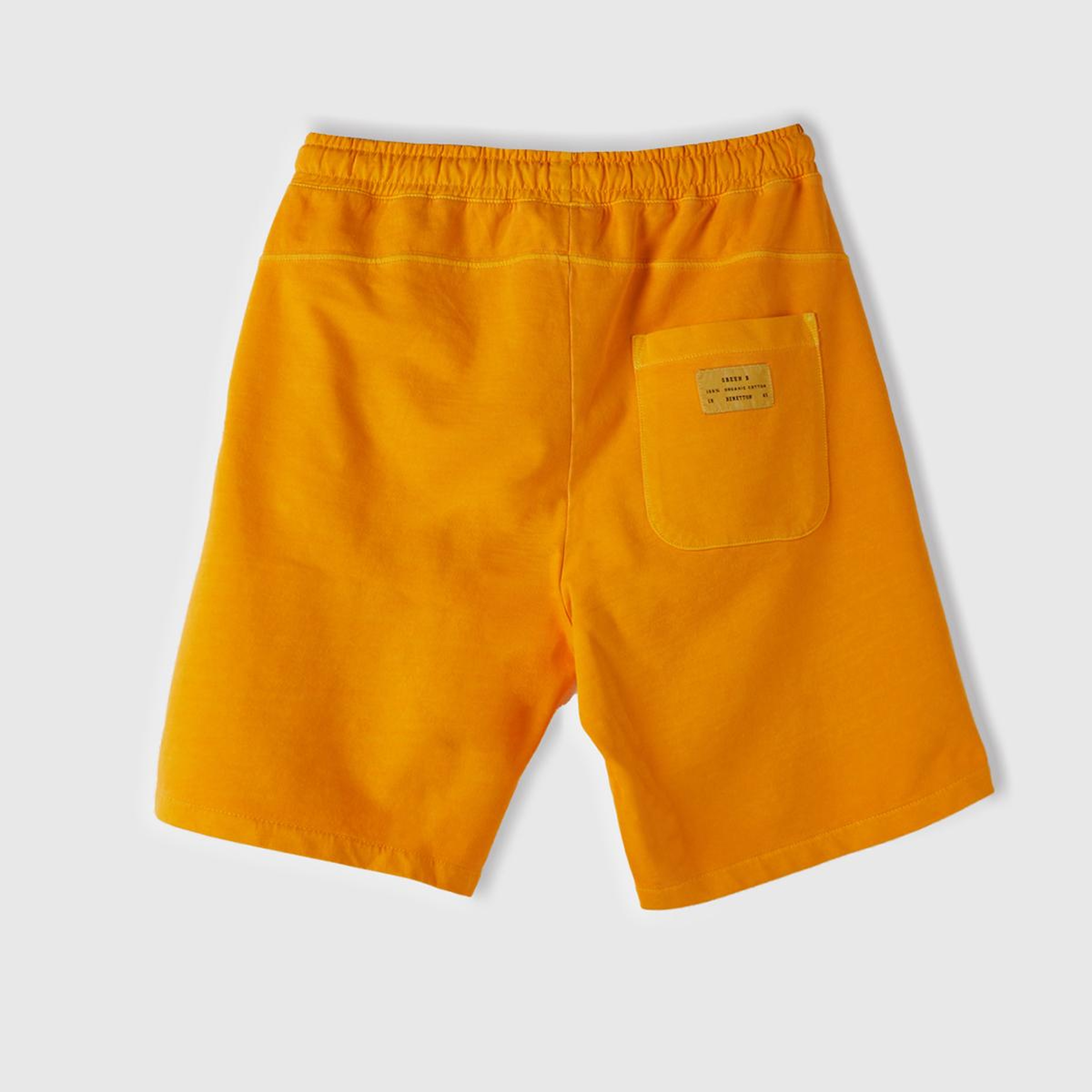Erkek Hardal %100 Organik Pamuk Yama Cepli Beli Büzgülü Bermuda Şort