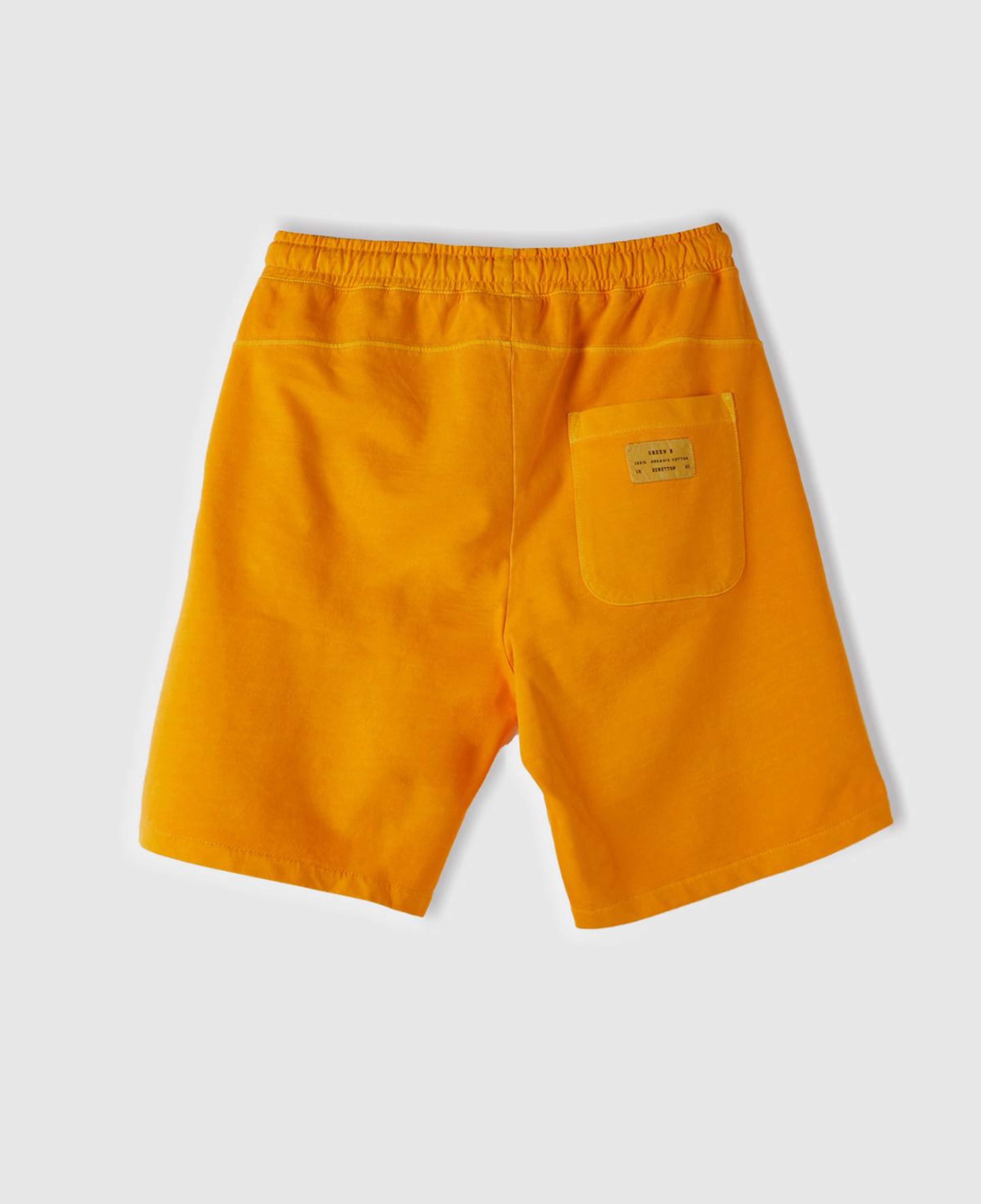 Erkek Hardal %100 Organik Pamuk Yama Cepli Beli Büzgülü Bermuda Şort