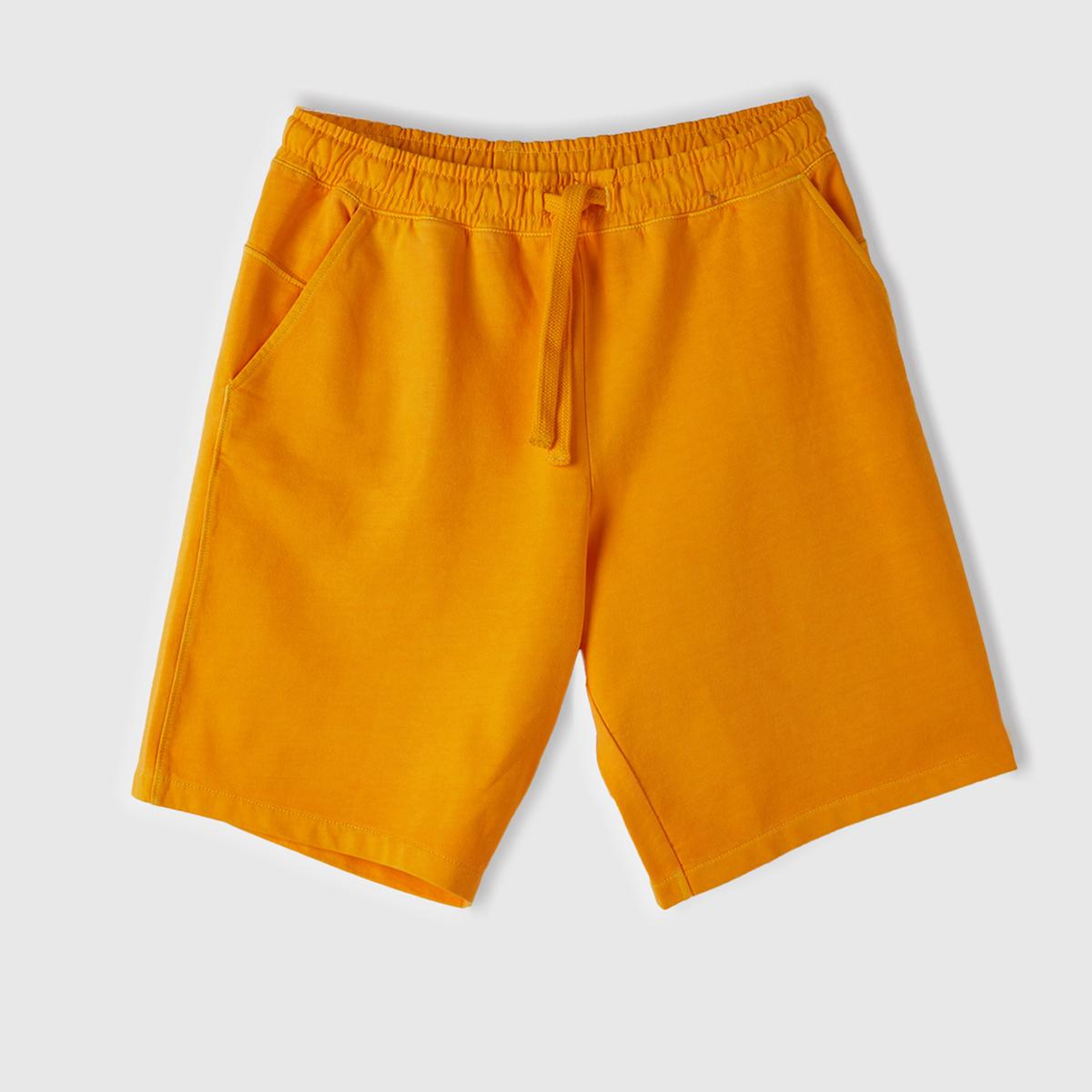 Erkek Hardal %100 Organik Pamuk Yama Cepli Beli Büzgülü Bermuda Şort