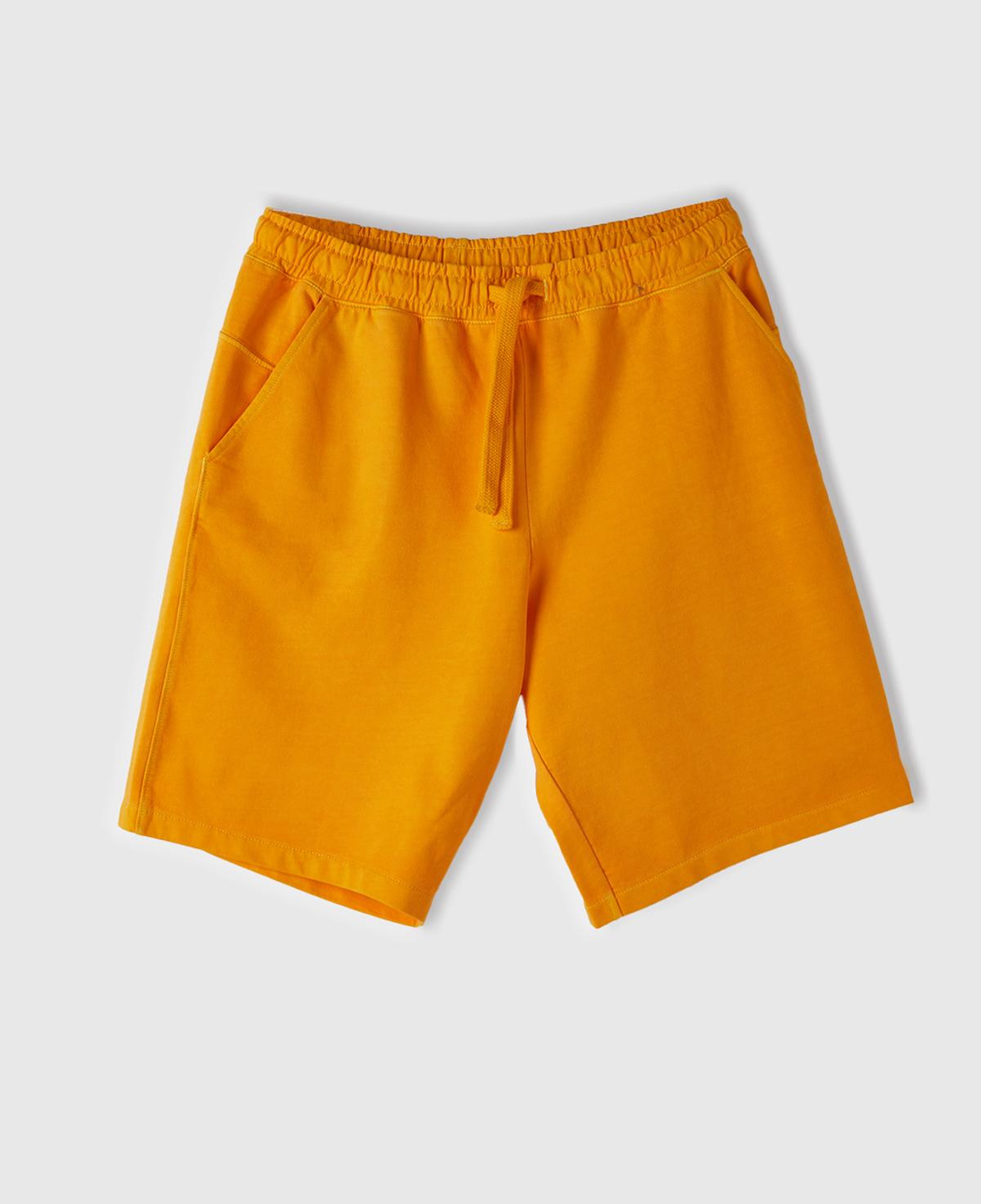 Erkek Hardal %100 Organik Pamuk Yama Cepli Beli Büzgülü Bermuda Şort