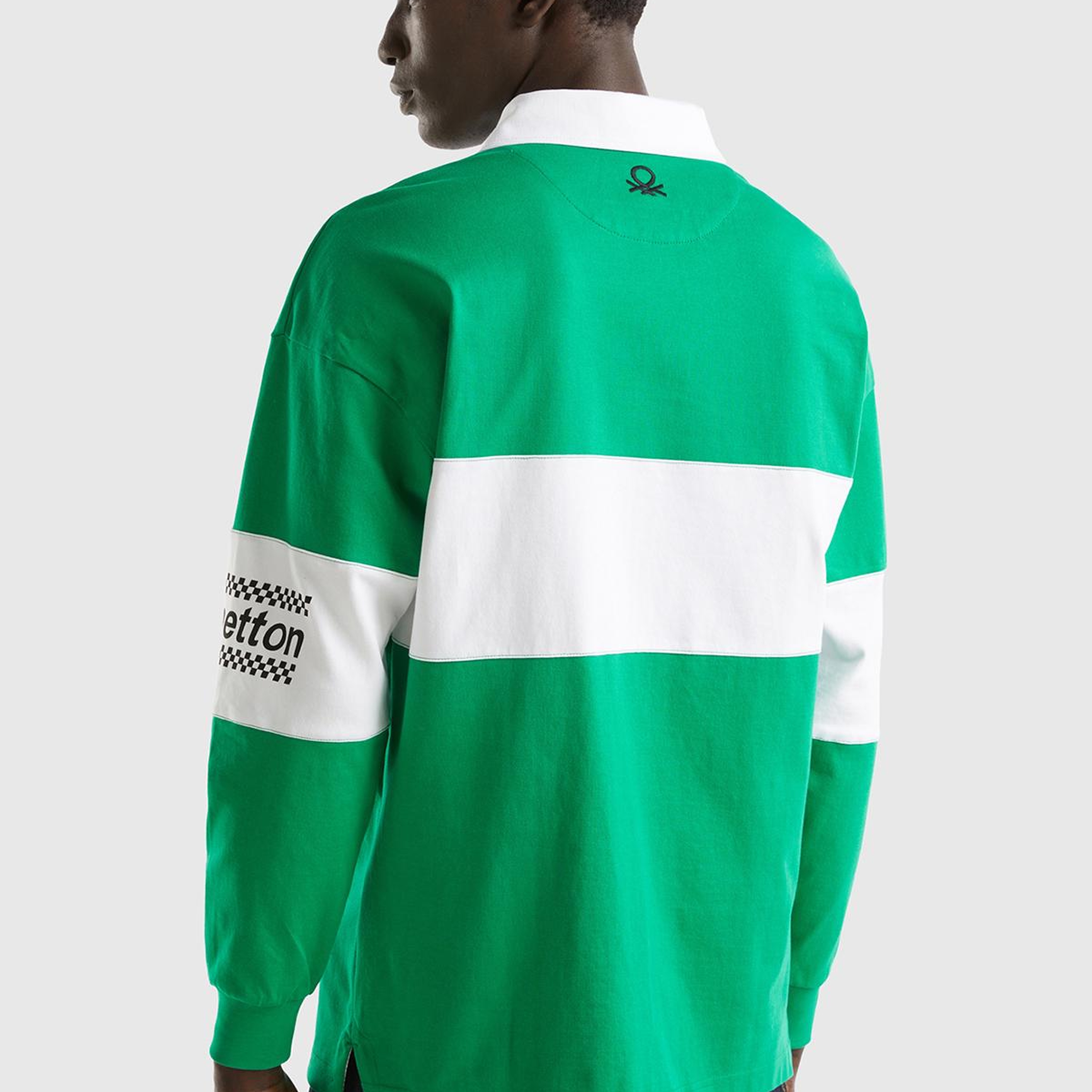 Unisex Yeşil %100 Pamuk Logo Baskılı Polo Yaka Sweatshirt