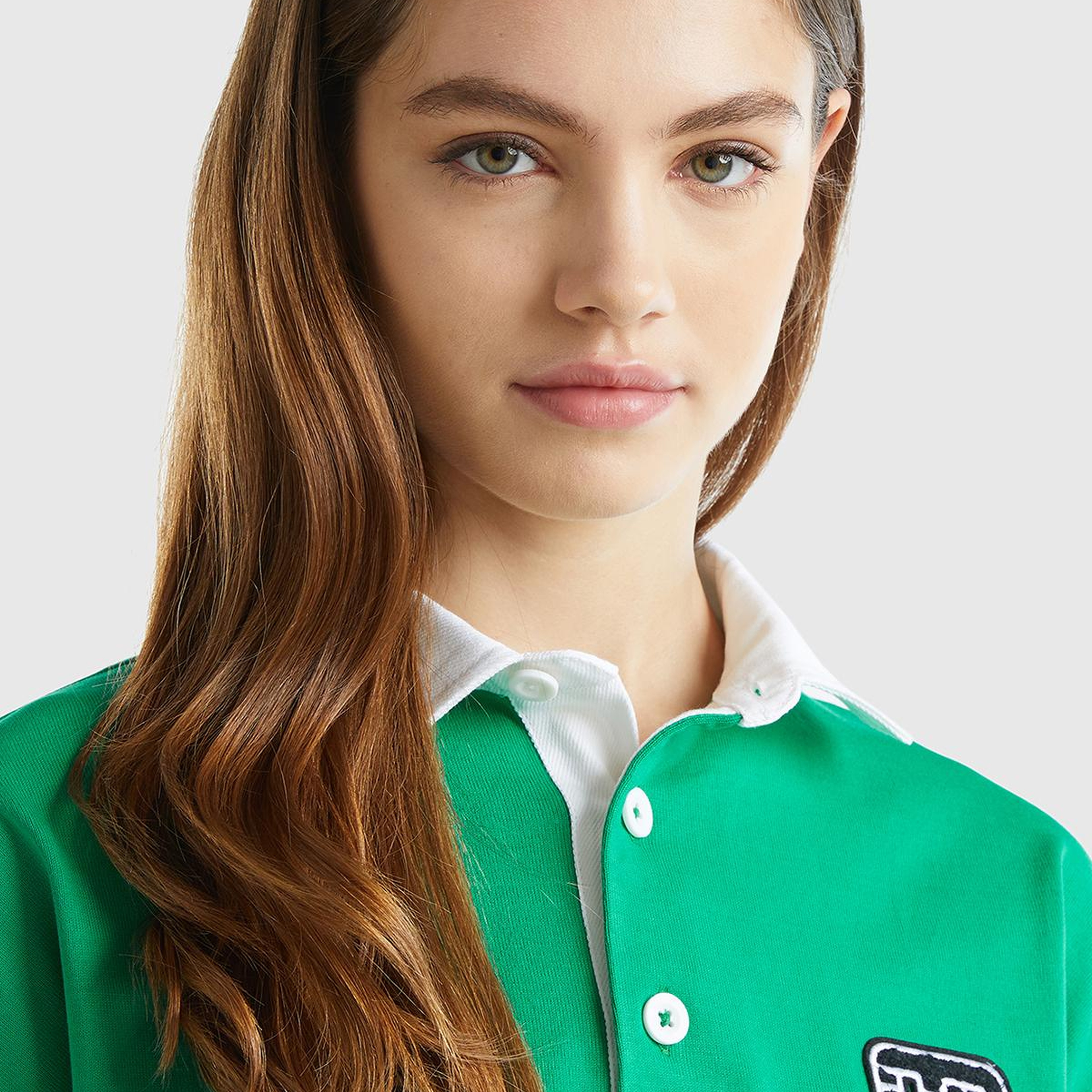 Unisex Yeşil %100 Pamuk Logo Baskılı Polo Yaka Sweatshirt