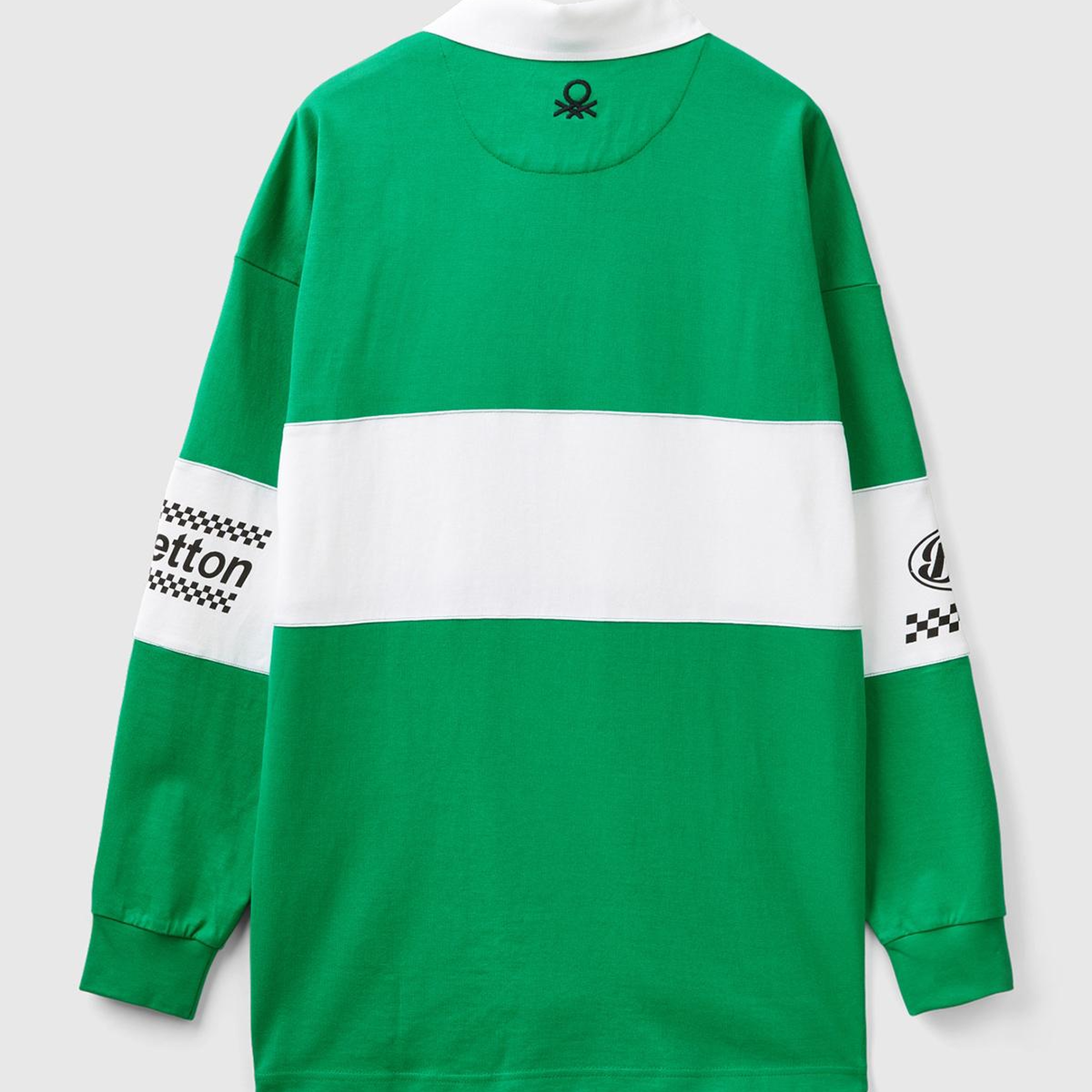 Unisex Yeşil %100 Pamuk Logo Baskılı Polo Yaka Sweatshirt