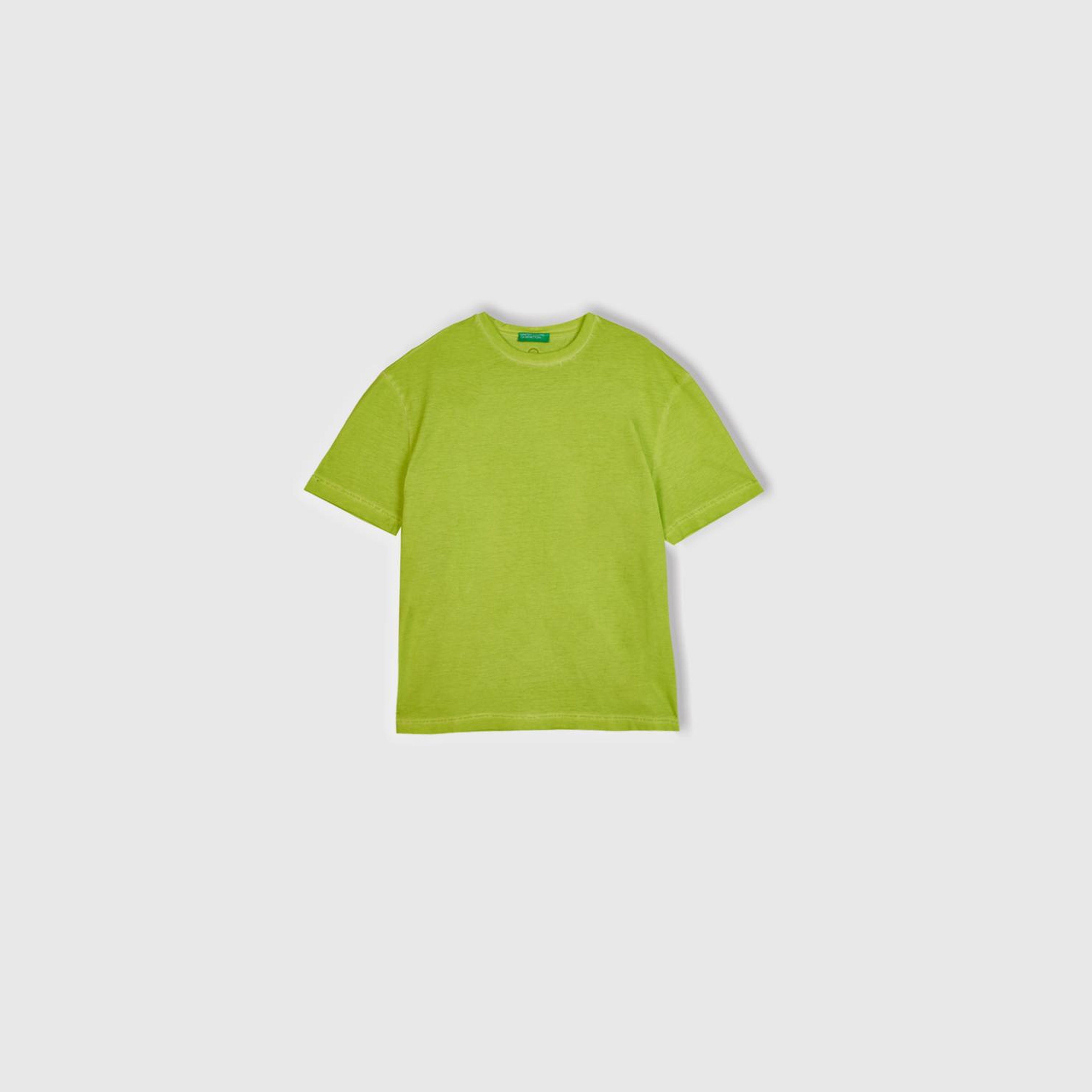 Erkek Yeşil %100 Organik Pamuk Soluk Renkli Bisiklet Yaka T-Shirt