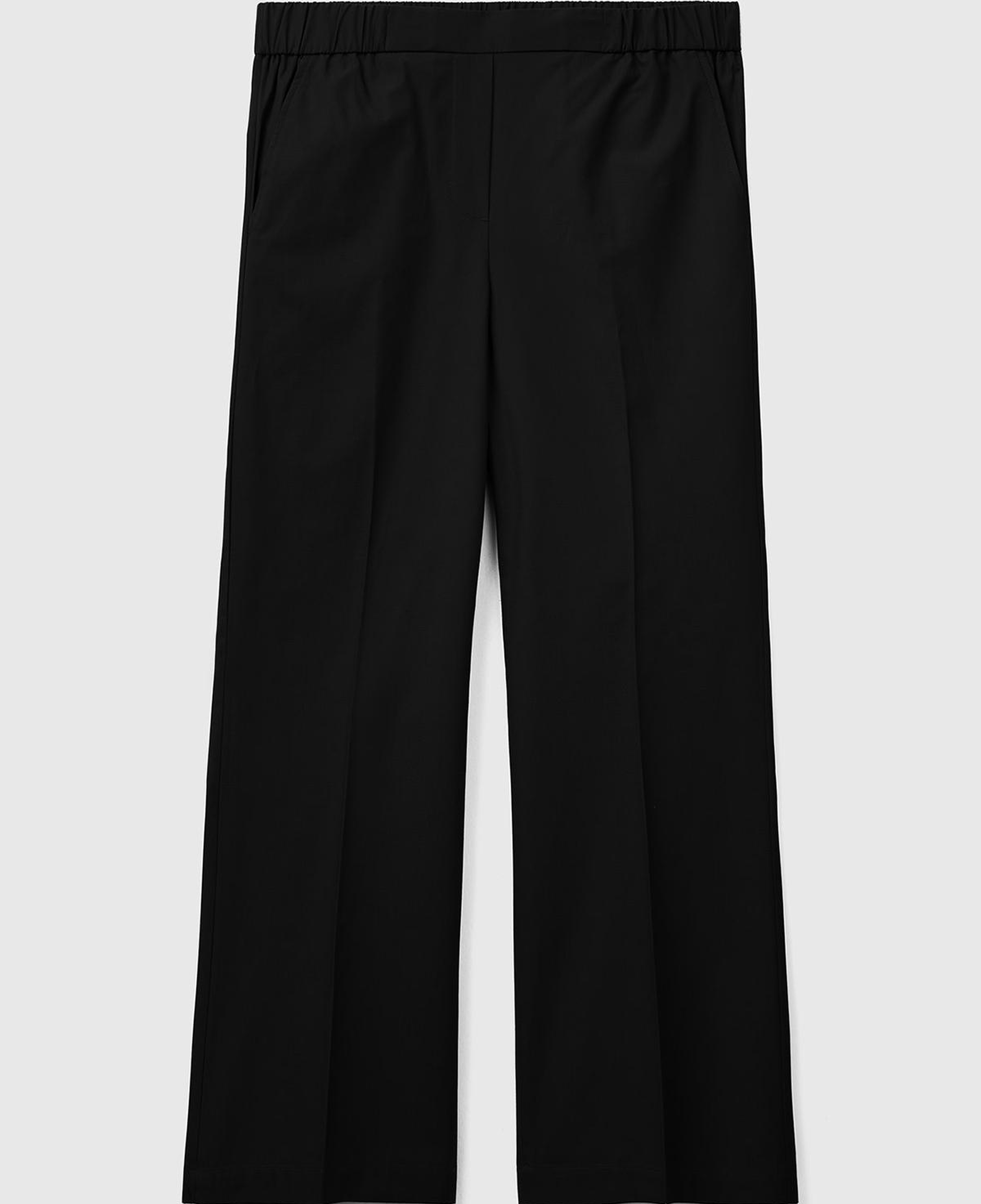 Kadın Siyah %100 Pamuk Beli Büzgülü Geniş Paça Pantolon