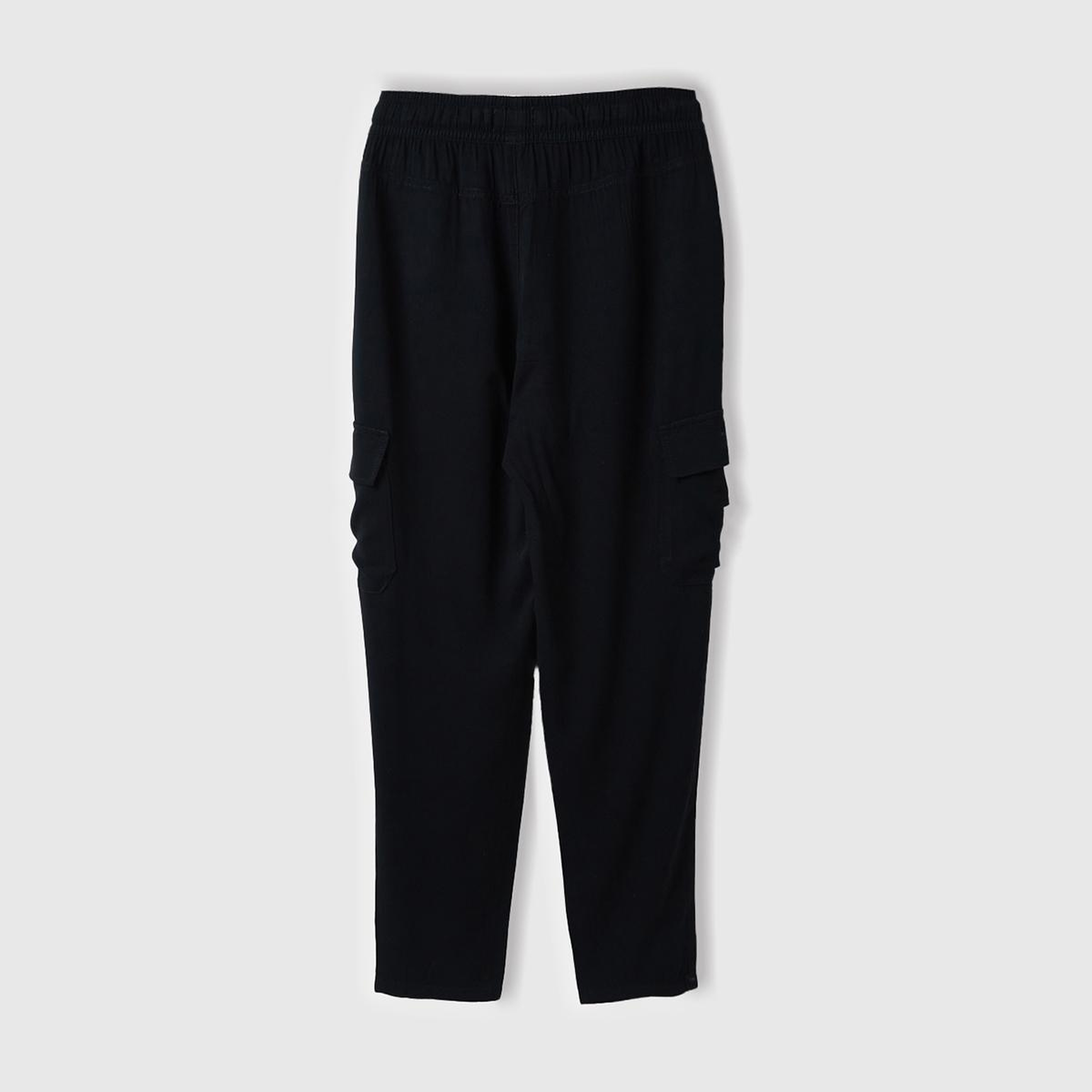 Kadın Siyah %100 Viskoz Beli Büzgülü 4 Cepli Dar Paça Pantolon