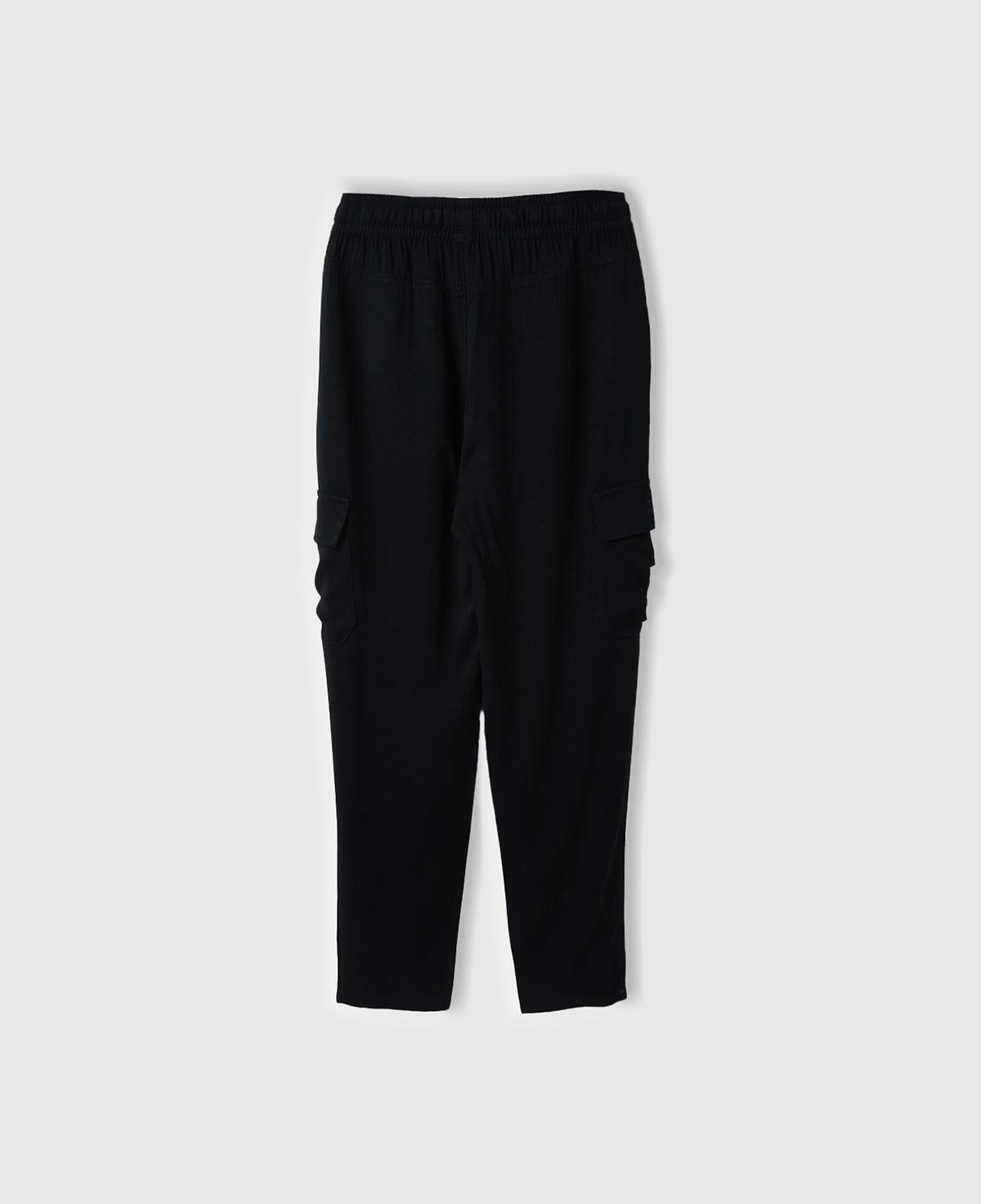 Kadın Siyah %100 Viskoz Beli Büzgülü 4 Cepli Dar Paça Pantolon