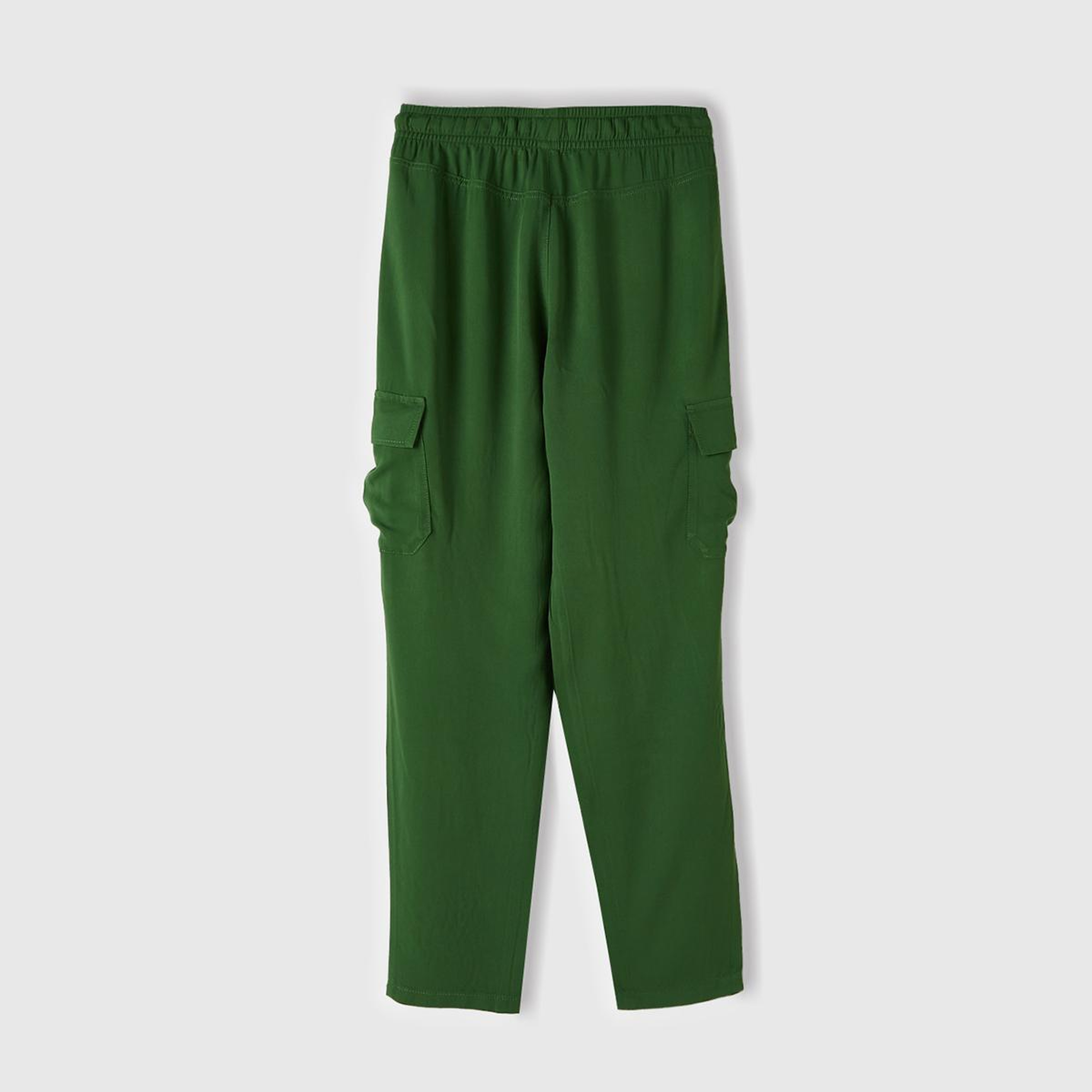 Kadın Soluk Yeşil %100 Viskoz Beli Büzgülü 4 Cepli Dar Paça Pantolon