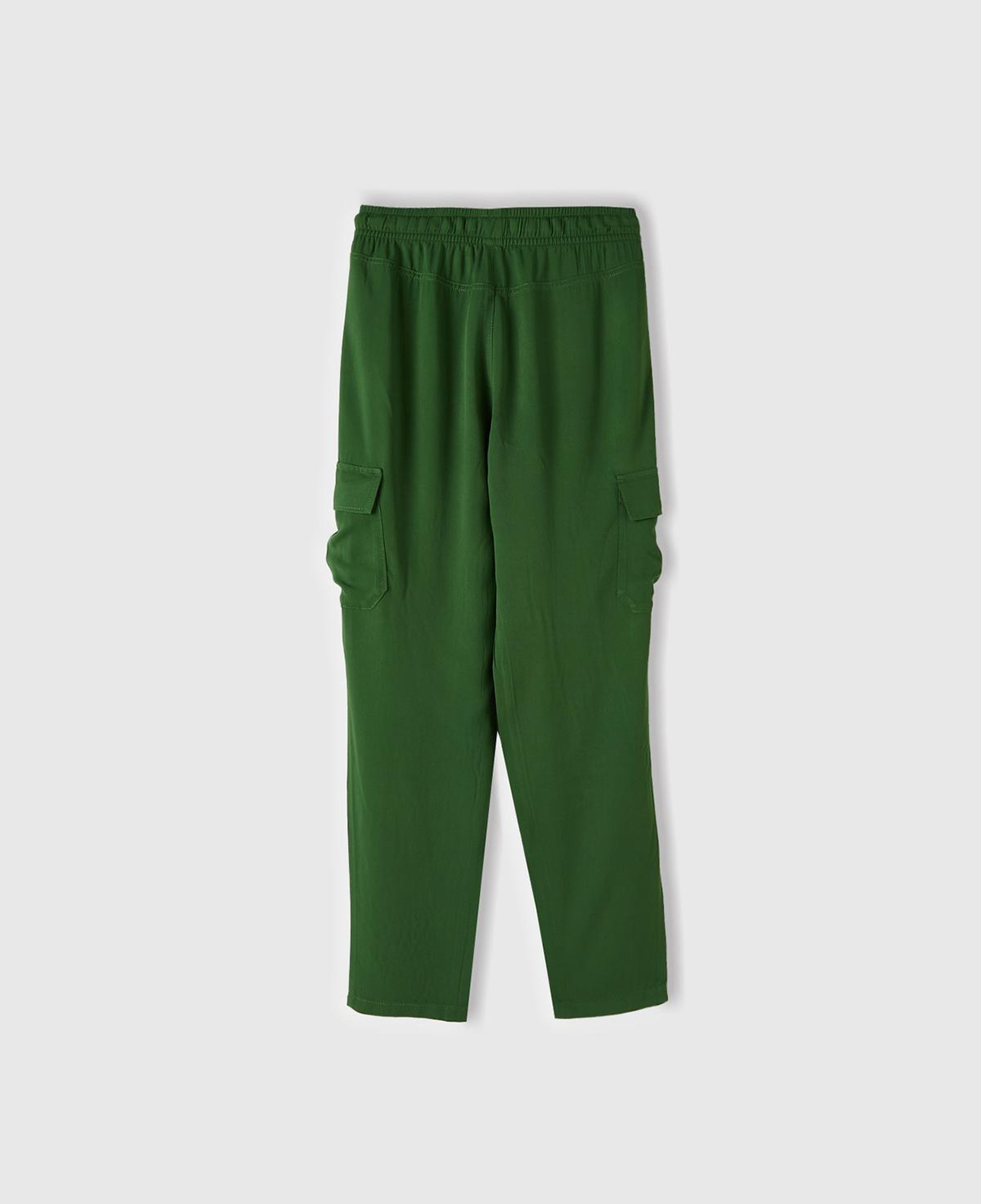 Kadın Soluk Yeşil %100 Viskoz Beli Büzgülü 4 Cepli Dar Paça Pantolon