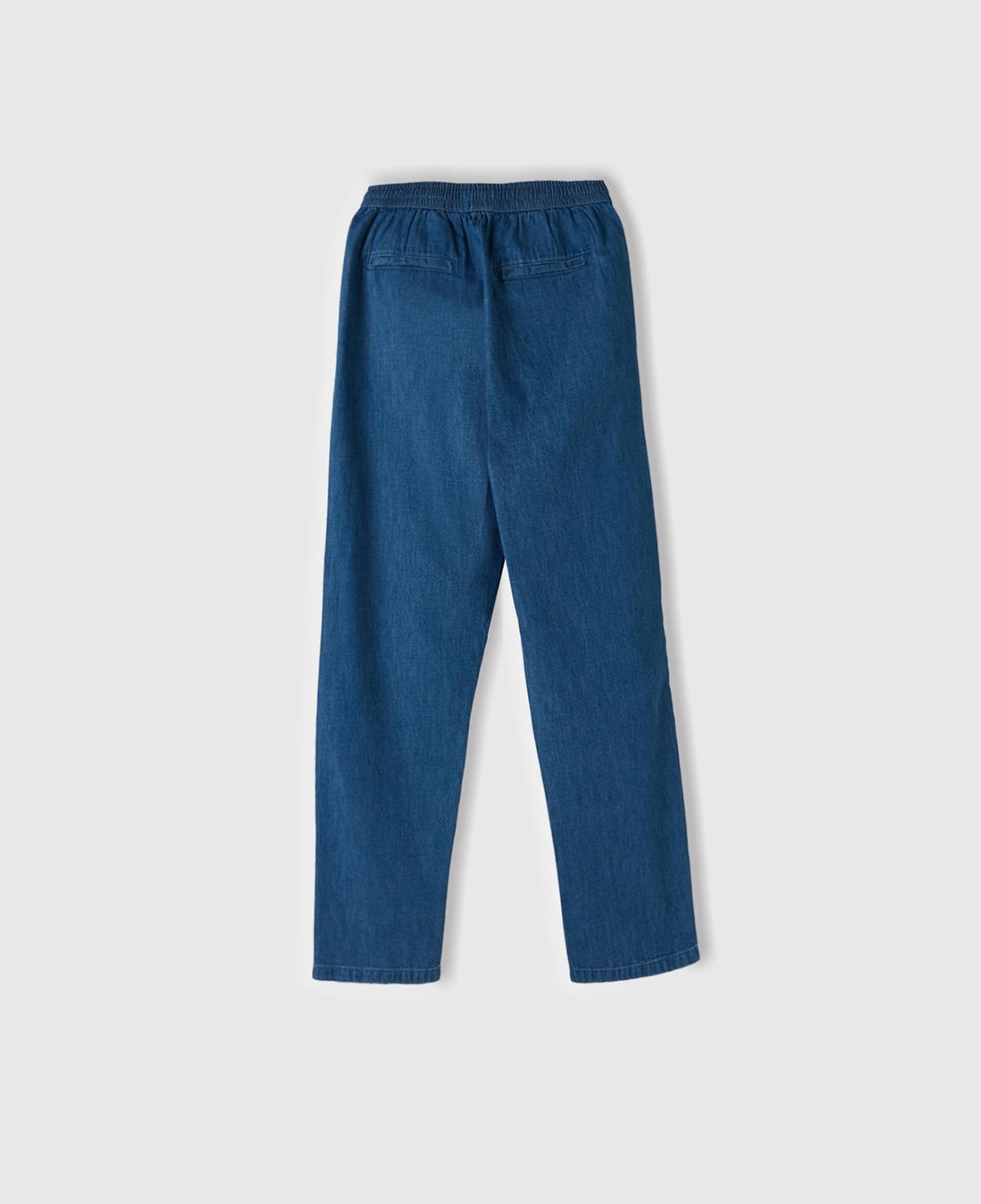 Erkek Lacivert %100 Pamuk 4 Cepli Beli Büzgülü İpli Denim Jogger Pantolon