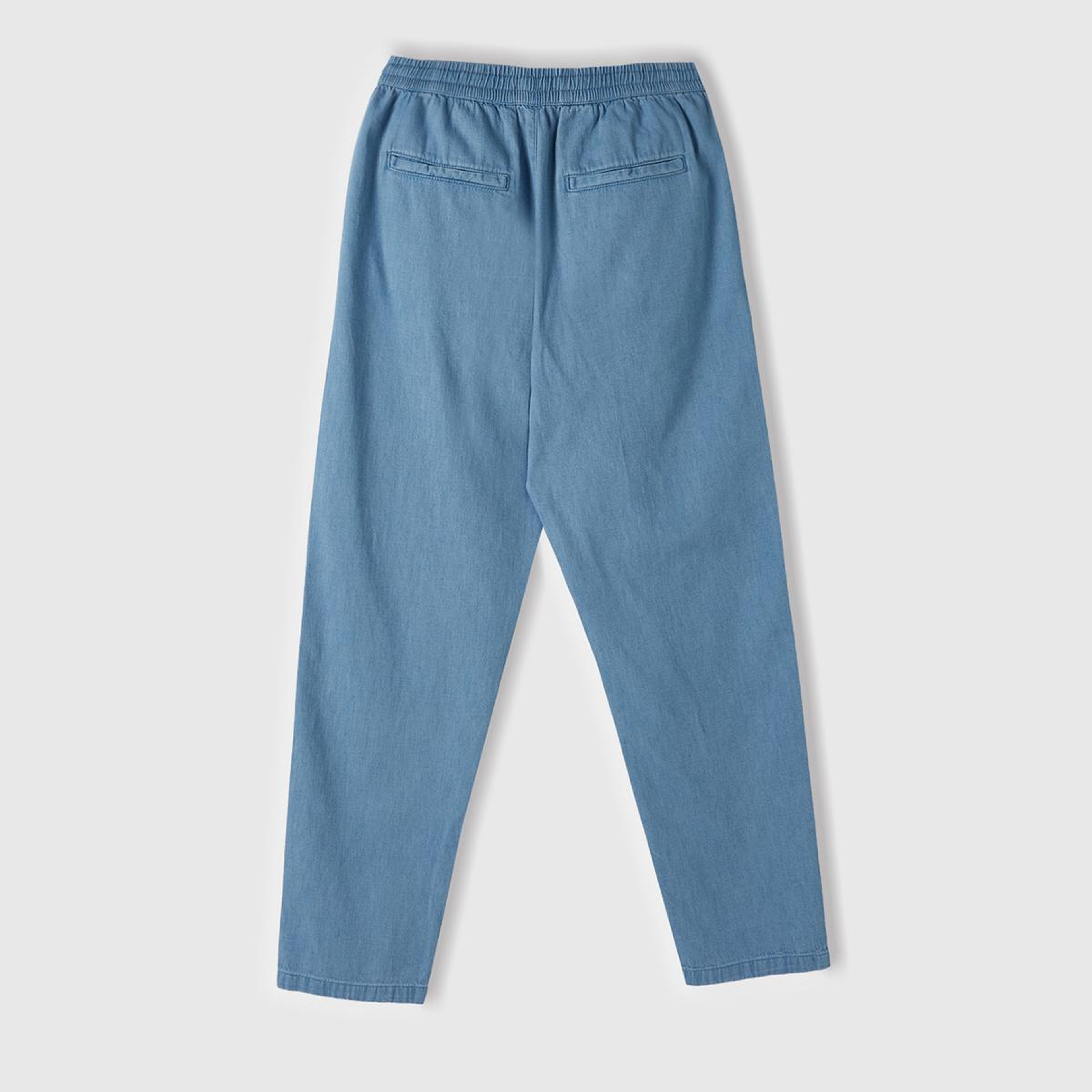 Erkek Açık Mavi %100 Pamuk 4 Cepli Beli Büzgülü İpli Denim Jogger Pantolon