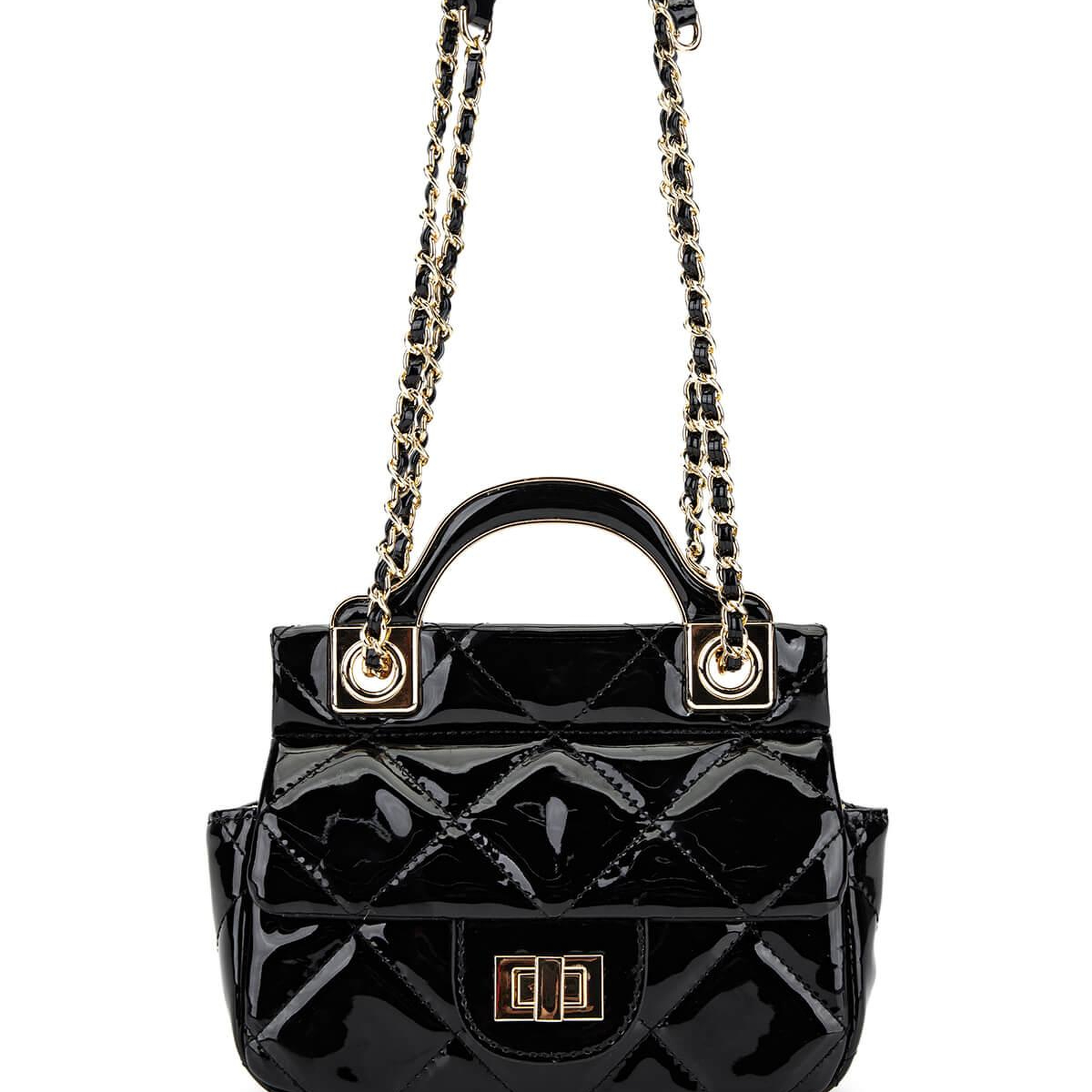 Tamer Tanca Kadın Suni Deri Siyah Rugan Omuz Çanta