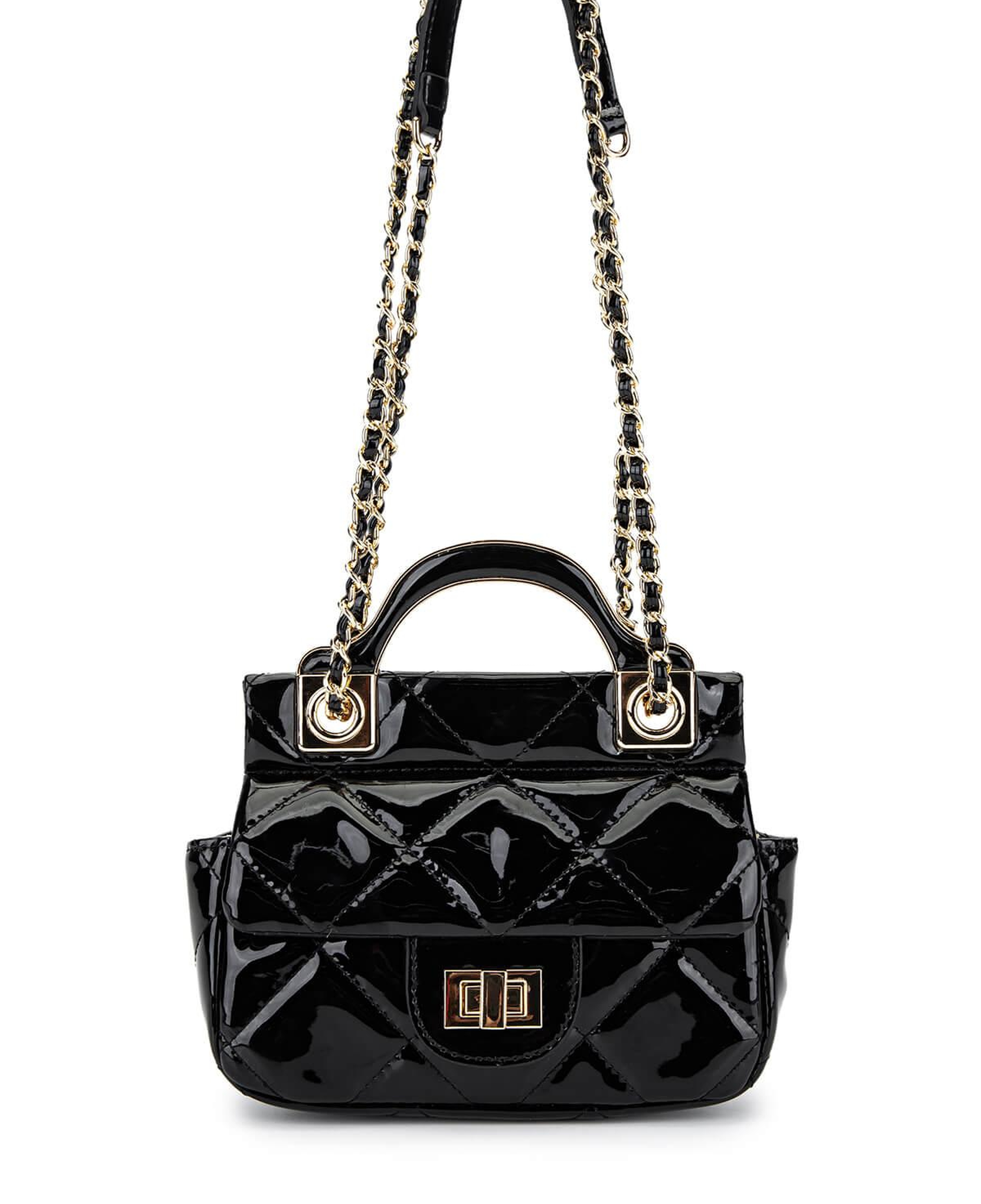 Tamer Tanca Kadın Suni Deri Siyah Rugan Omuz Çanta