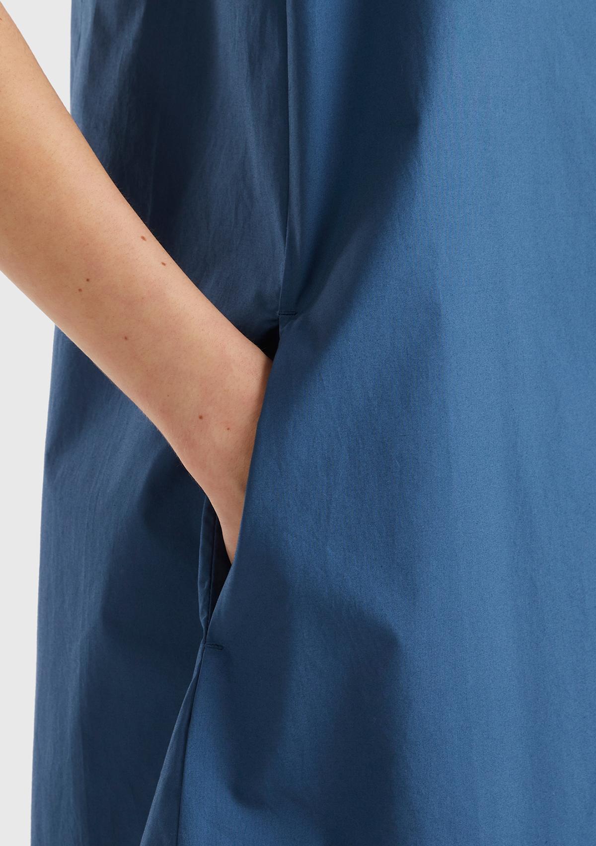 Kadın Gece Mavisi %100 Koton Kolsuz Midi Boy Elbise