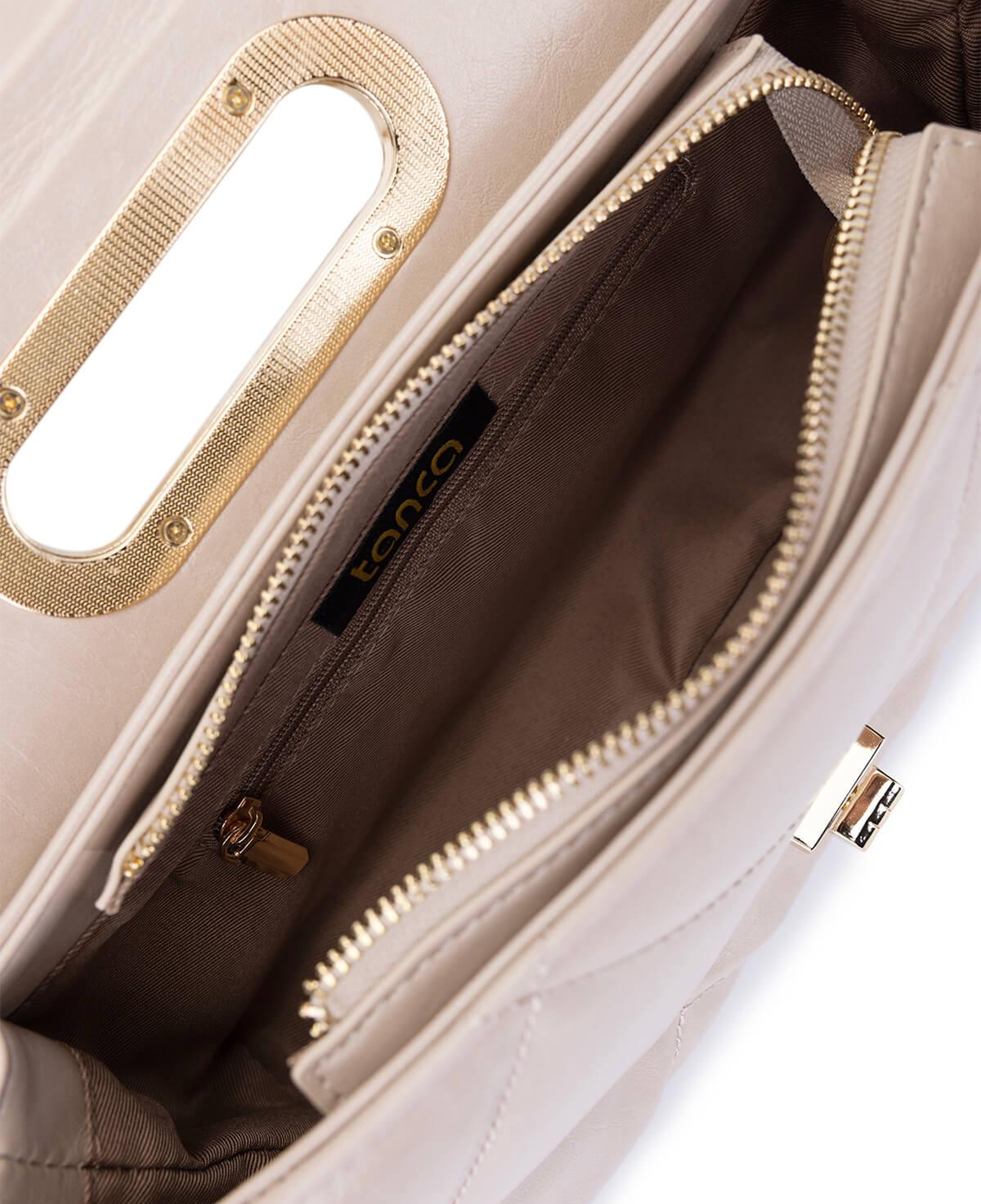 Tamer Tanca Kadın Suni Deri Bej Omuz Çanta