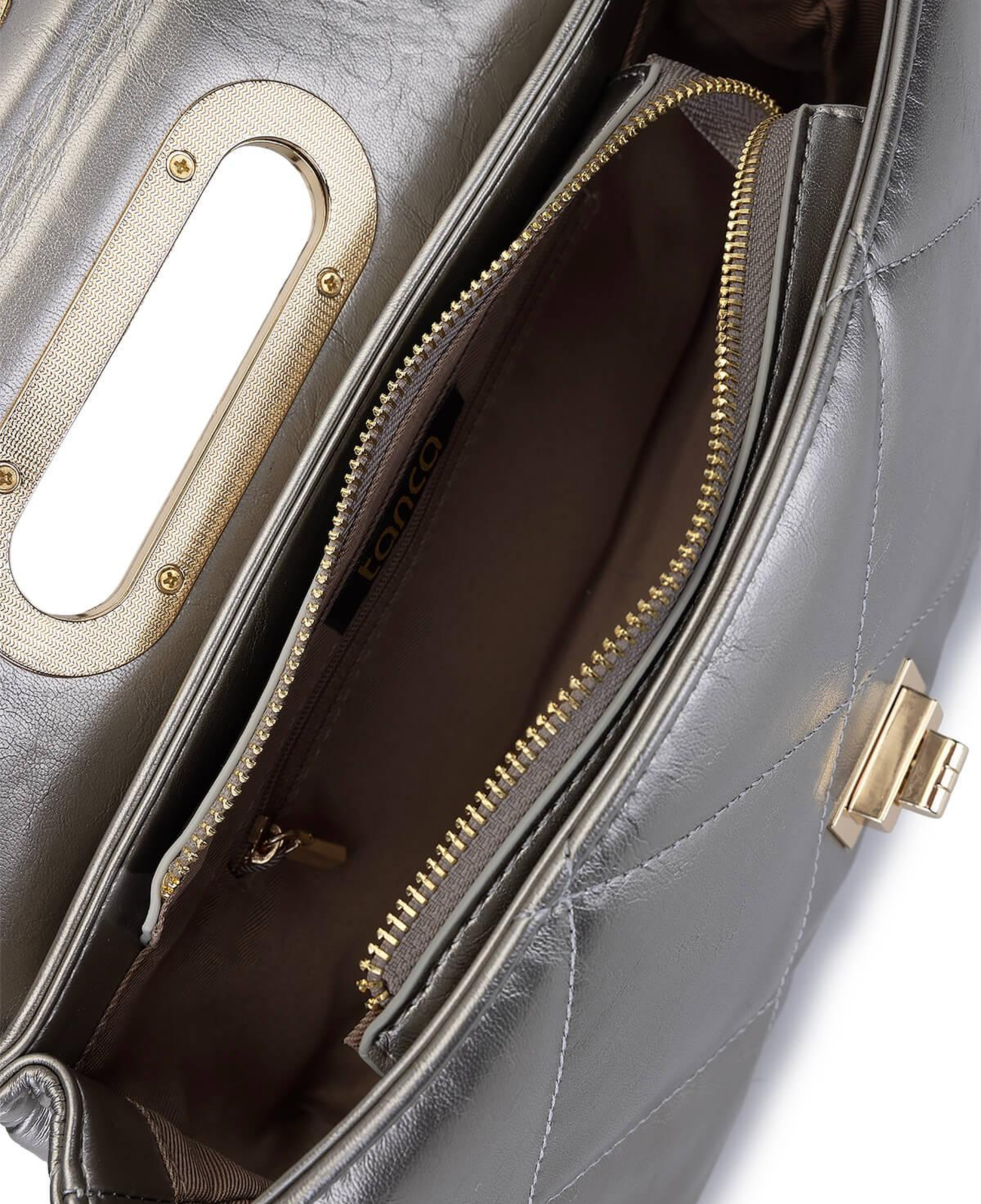 Tamer Tanca Kadın Suni Deri Metalik Omuz Çanta