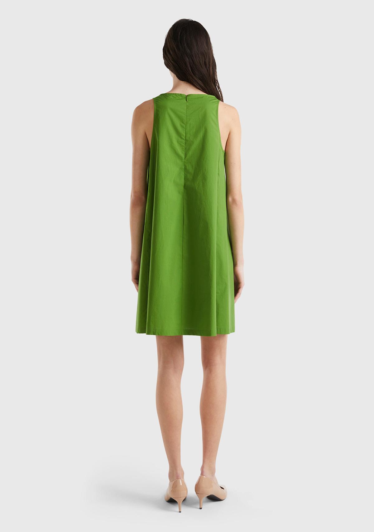 Kadın Soluk Yeşil %100 Koton Kolsuz Midi Boy Elbise