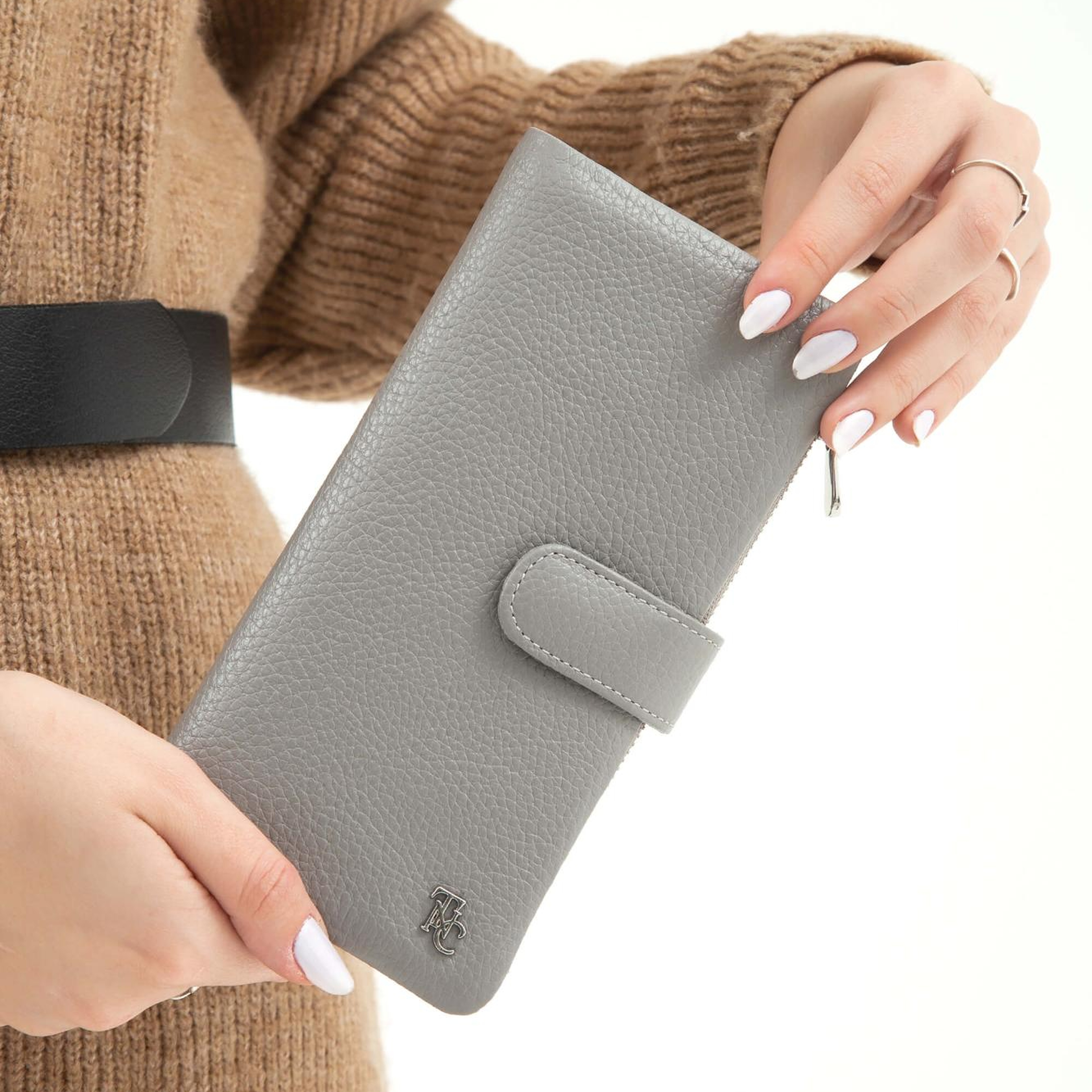 Tamer Tanca Kadın Hakiki Deri Gri Günlük Cuzdan