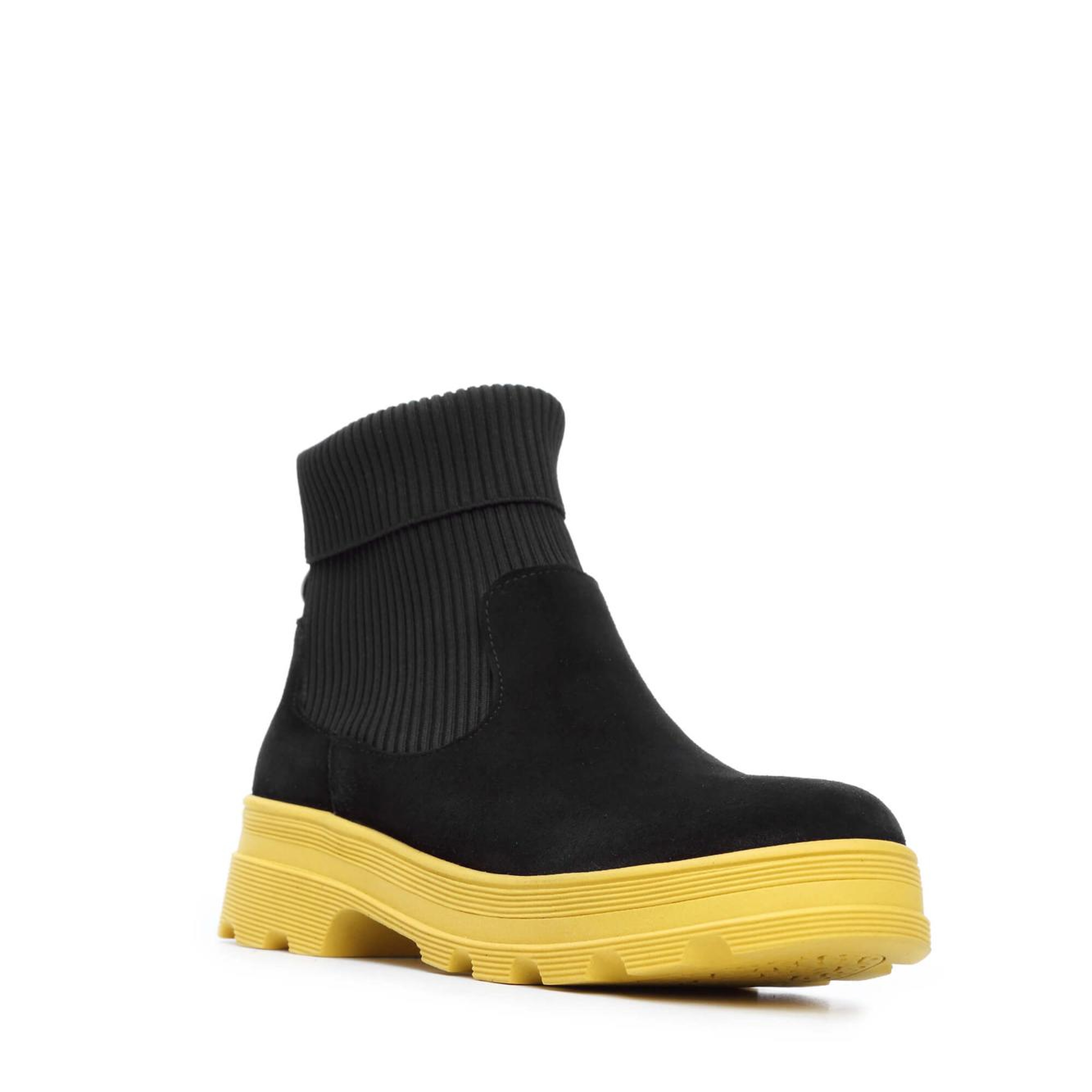 Tamer Tanca Kadın Hakiki Deri Siyah Süet/Sarı Bot