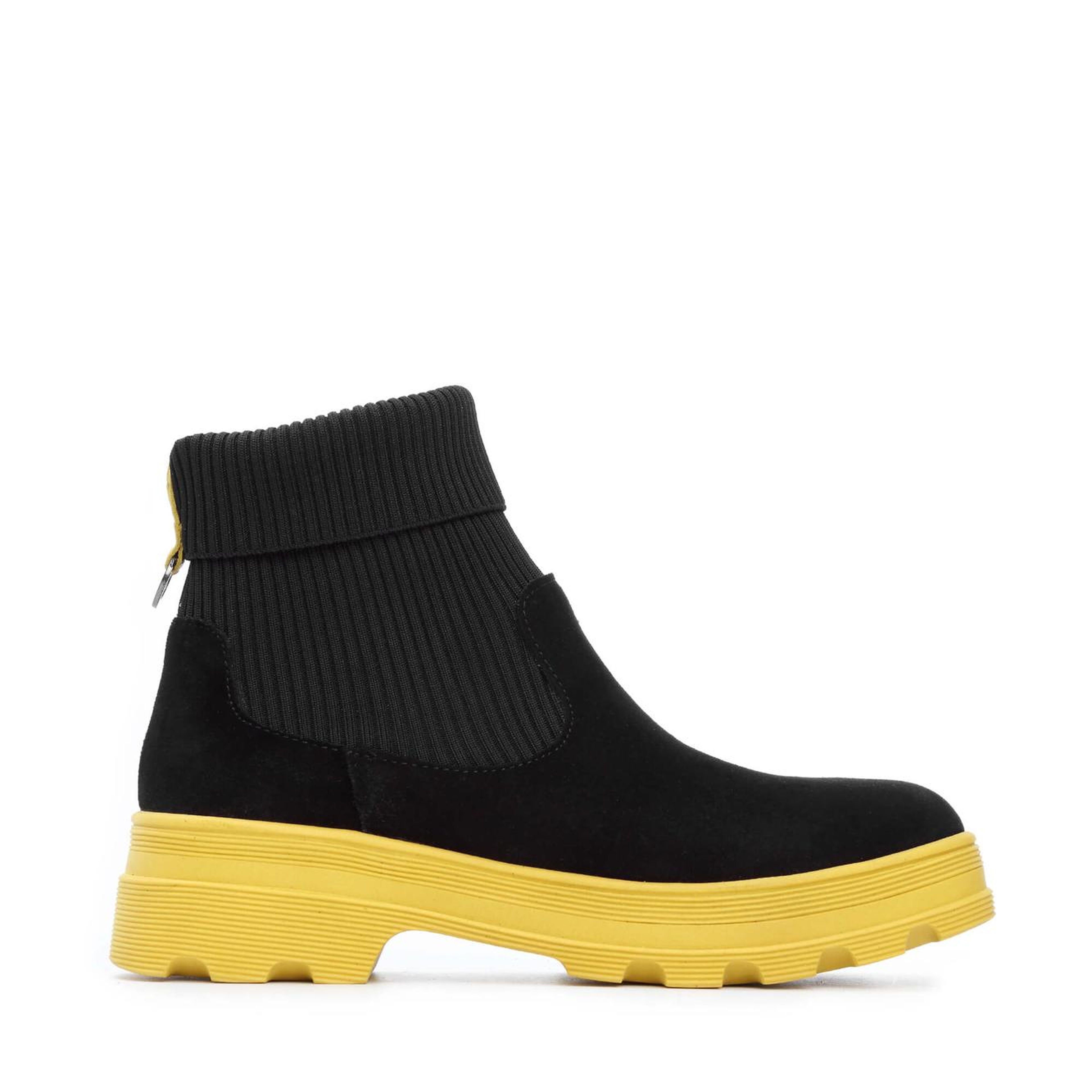 Tamer Tanca Kadın Hakiki Deri Siyah Süet/Sarı Bot