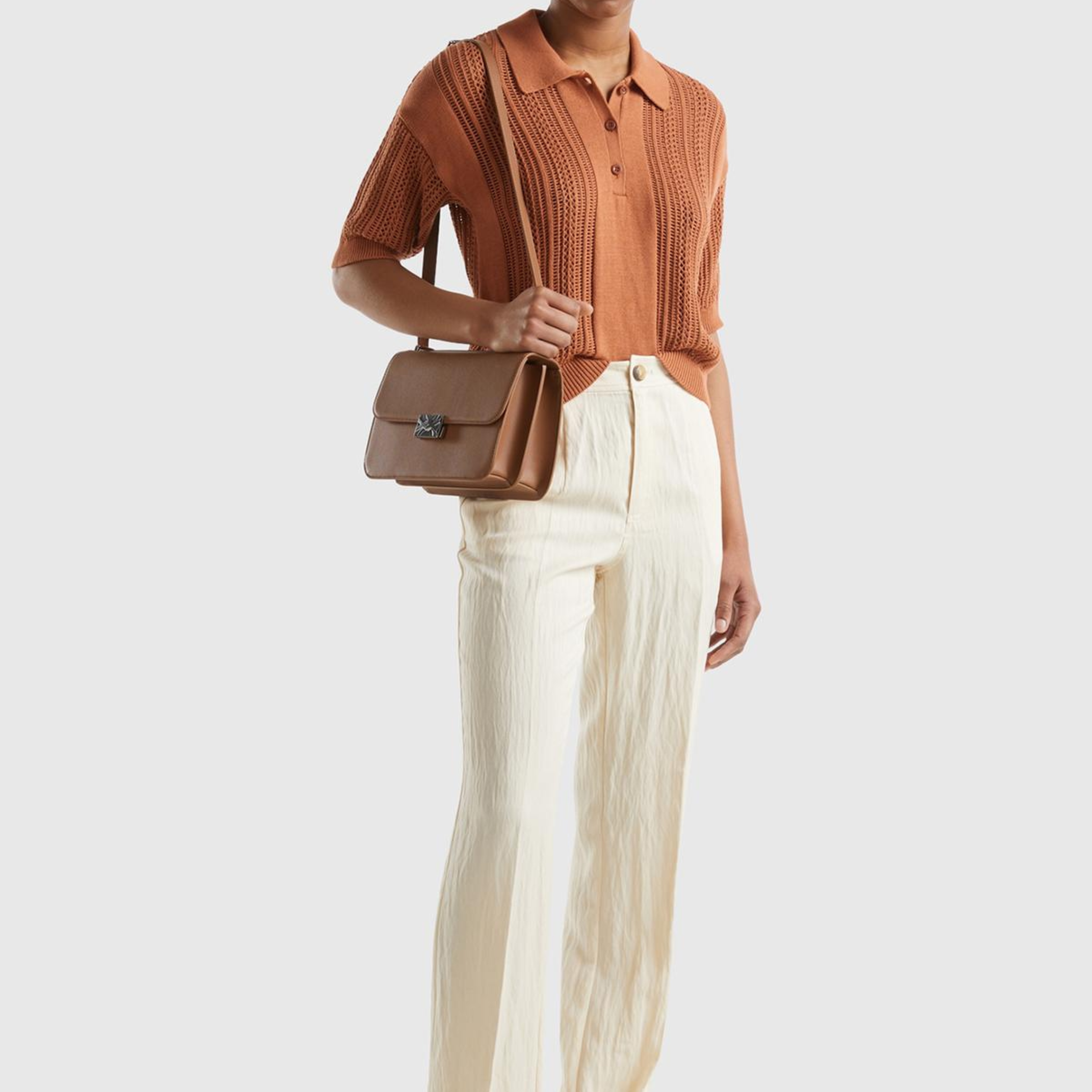 Kadın Bej Liyosel Karışımlı Çift Pileli  Pantolon