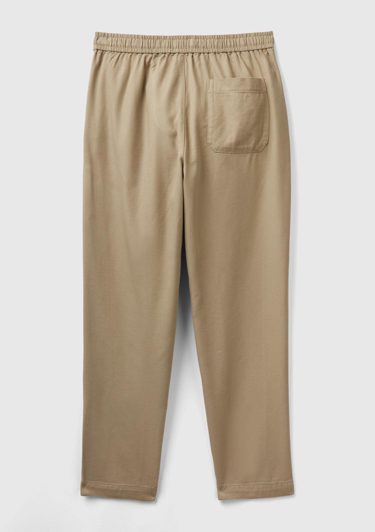 Erkek Haki Pamuk Karışımlı Yama Cepli Beli Büzgülü İpli Jogger Pantolon