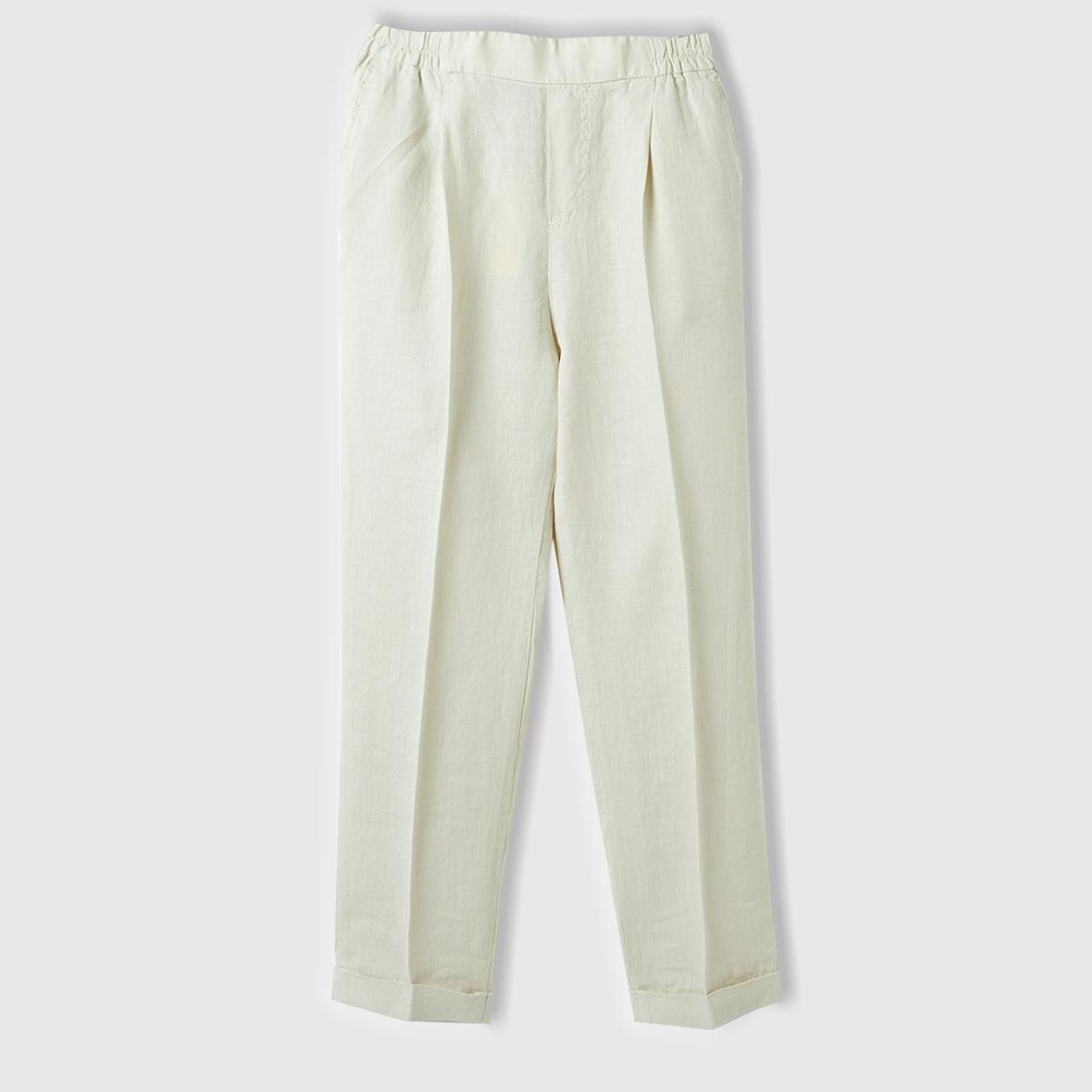 Kadın %100 Keten Beli Lastikli Pantolon