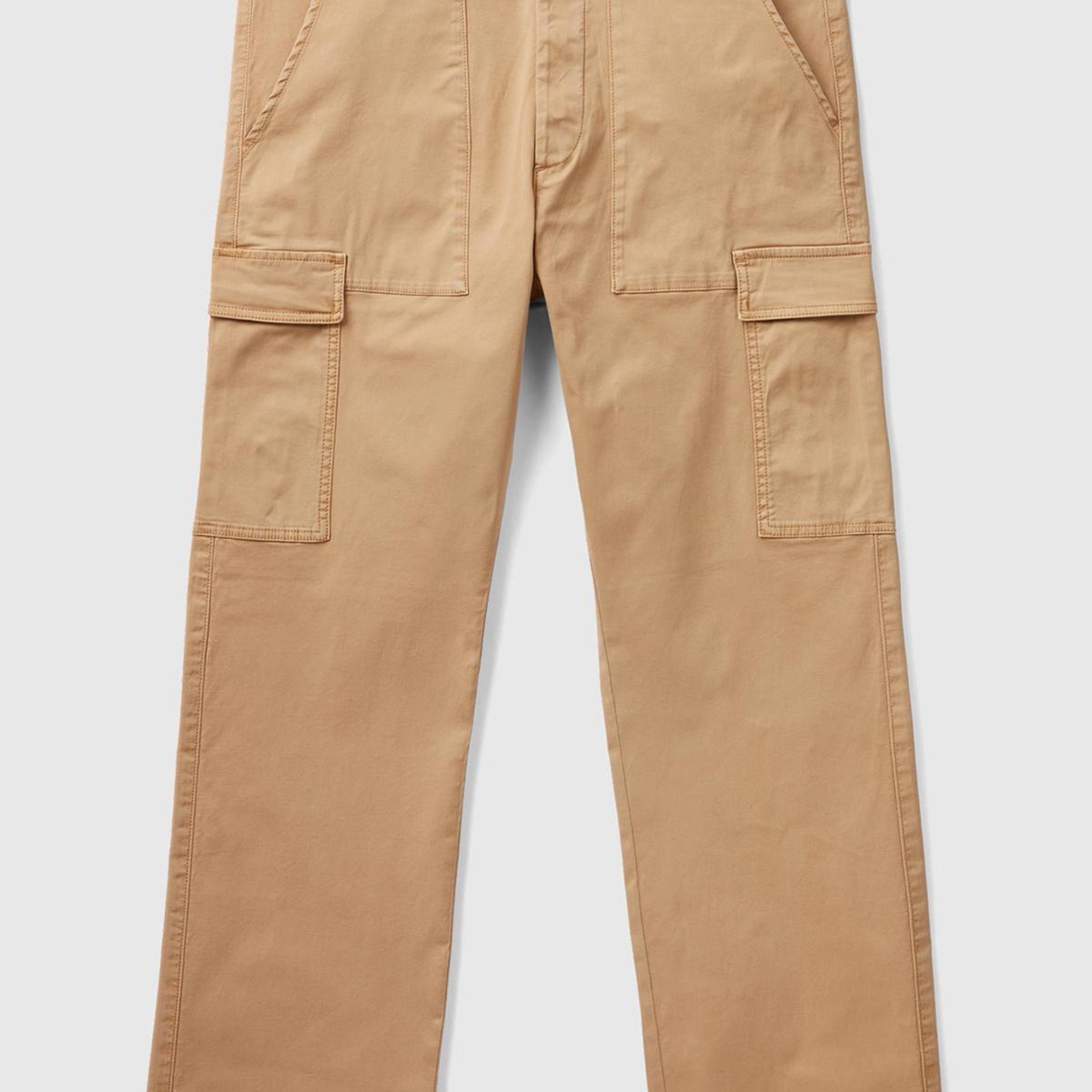 Erkek Taba Esnek Koton Kargo Denim Pantolon