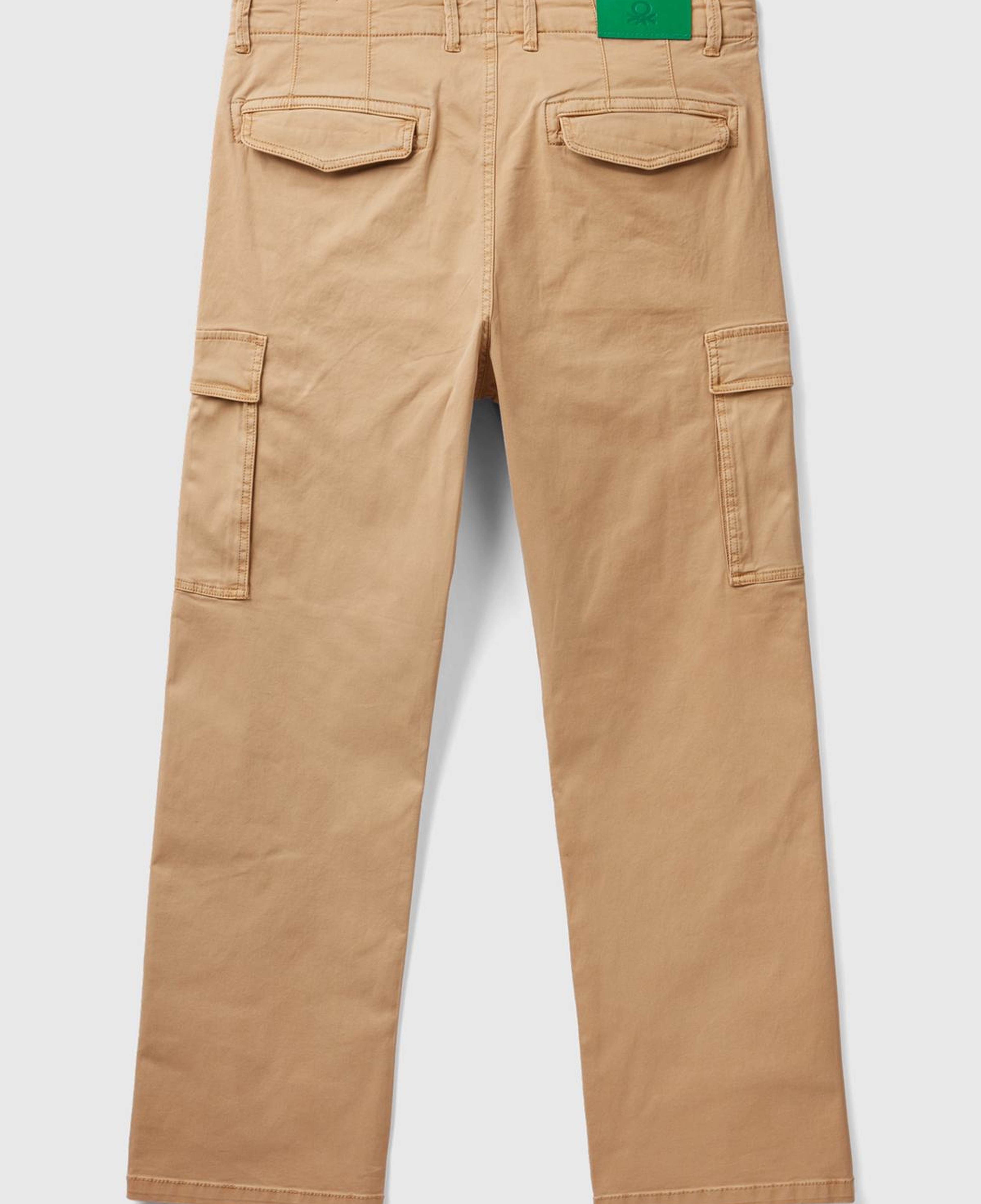 Erkek Taba Esnek Koton Kargo Denim Pantolon