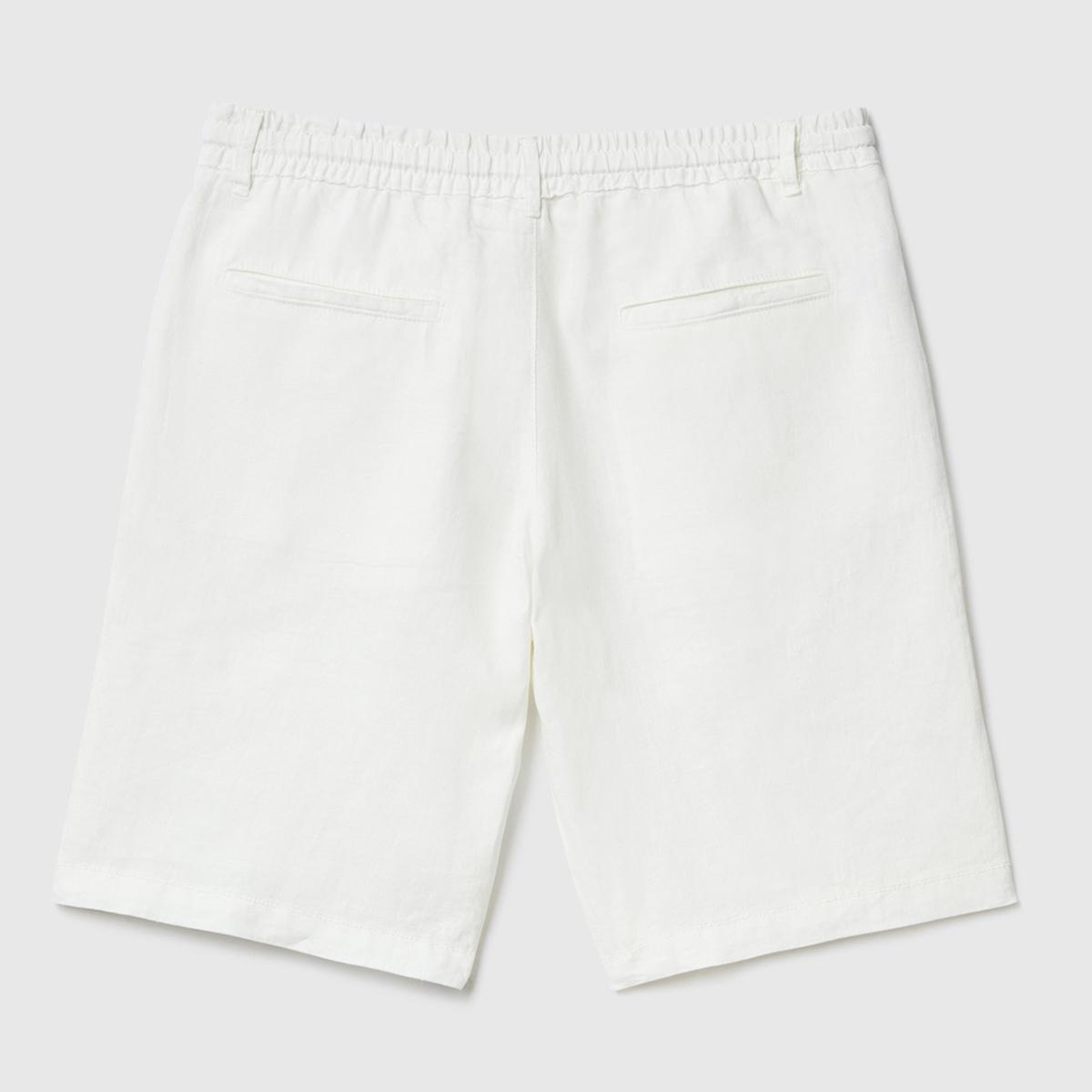 Erkek Krem Bağcıklı Keten Bermuda