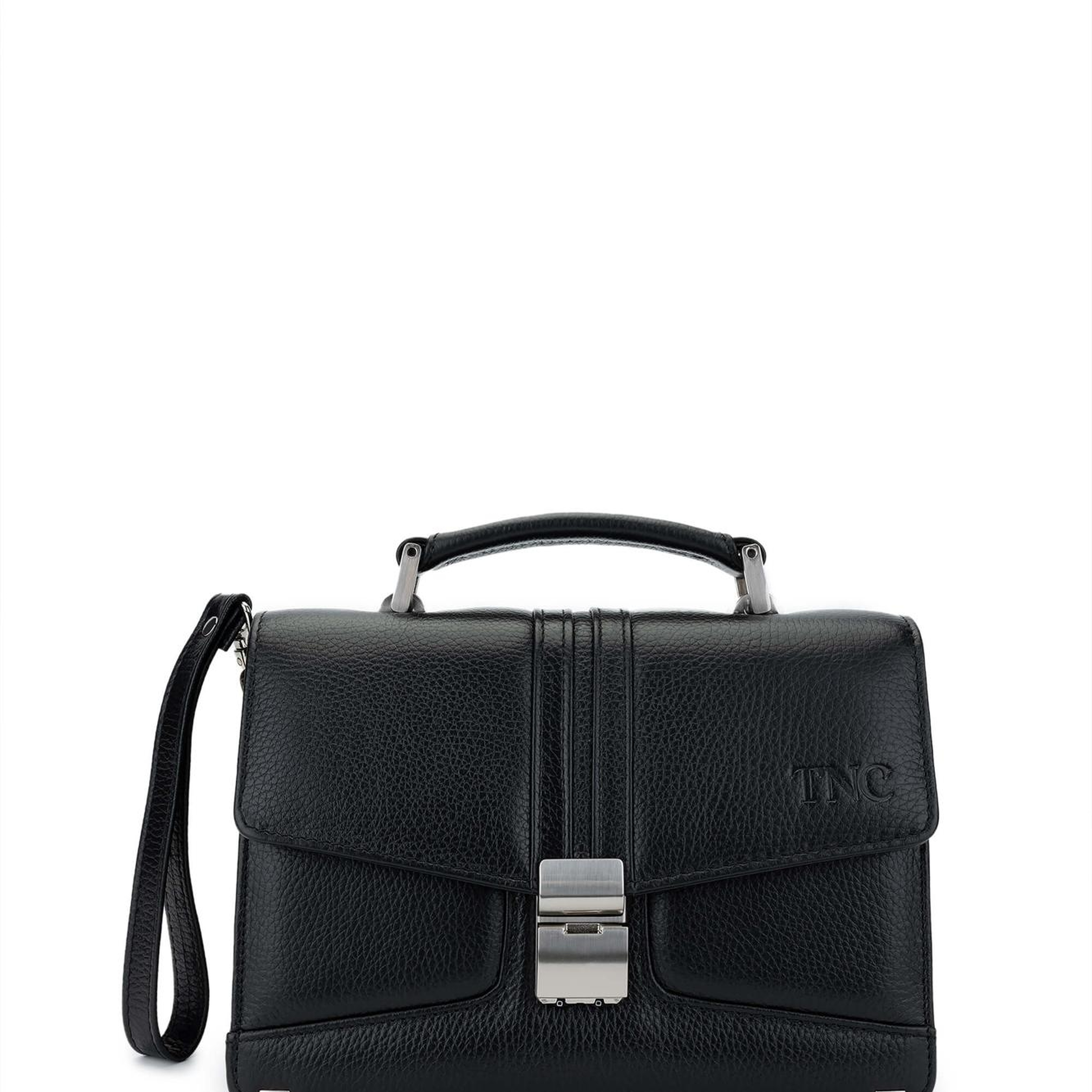 Tamer Tanca Erkek Hakiki Deri Siyah Floter El Çantası