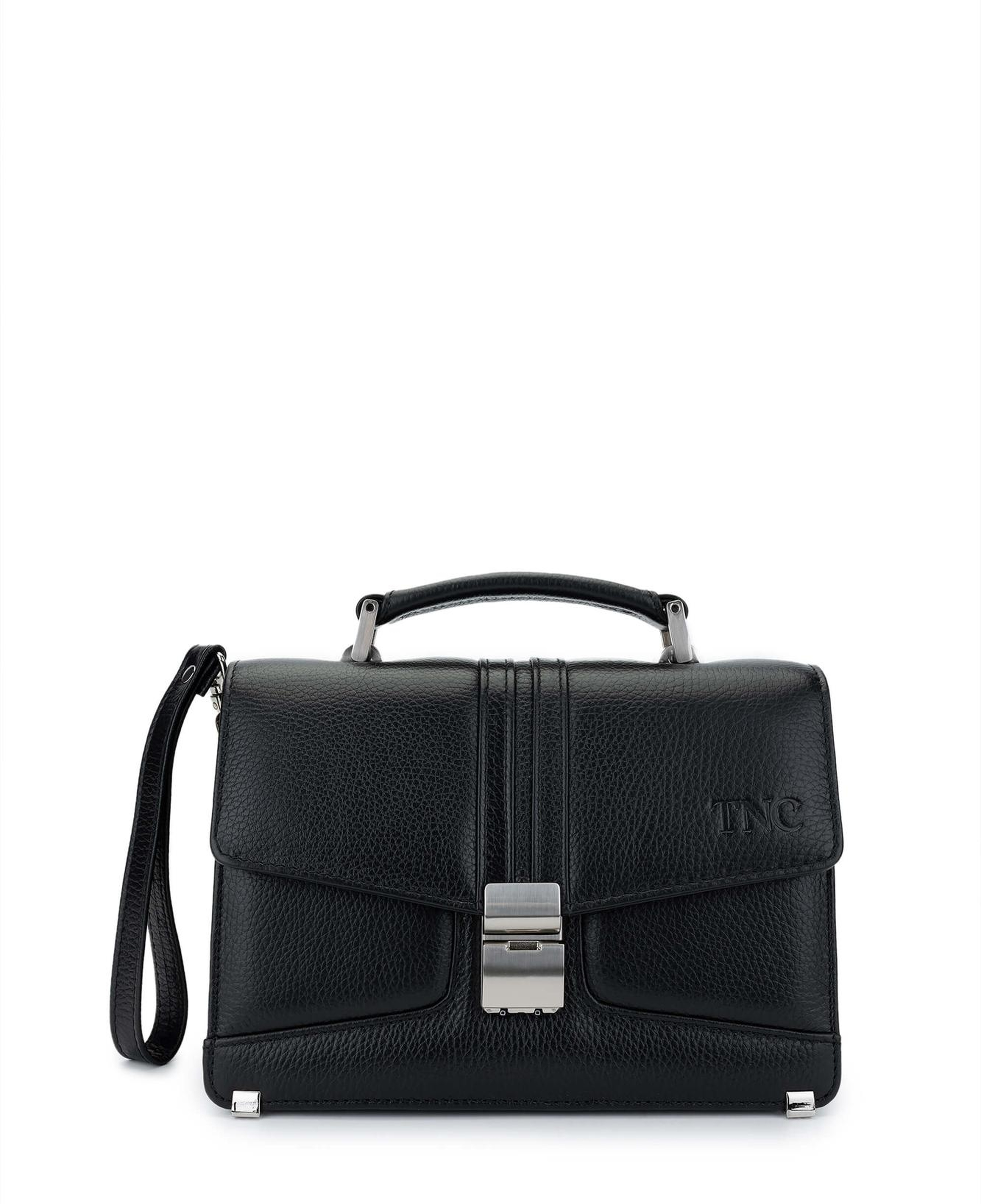 Tamer Tanca Erkek Hakiki Deri Siyah Floter El Çantası