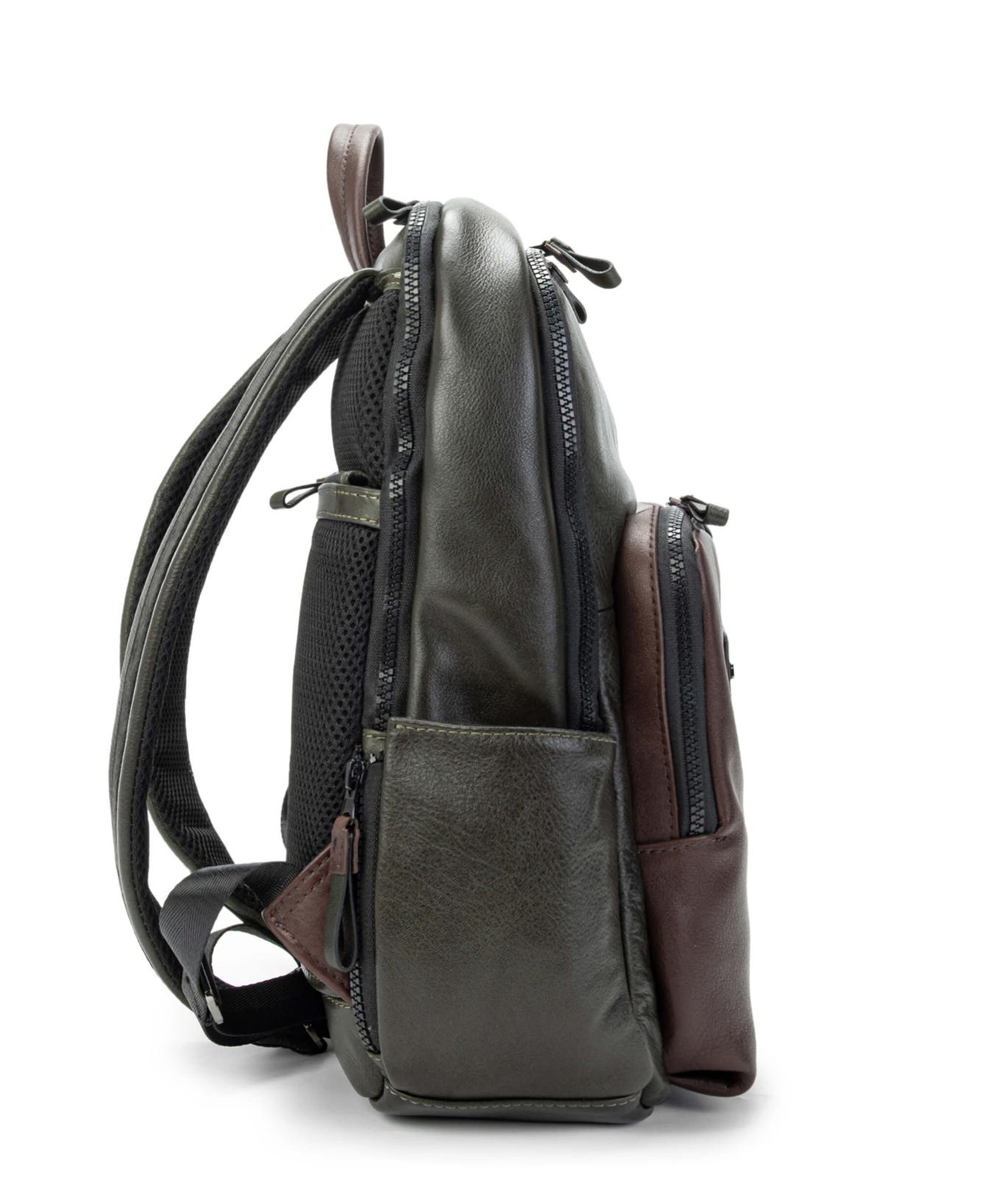 Tamer Tanca Erkek Hakiki Deri Yeşil/Kahverengi Sırt Çantası