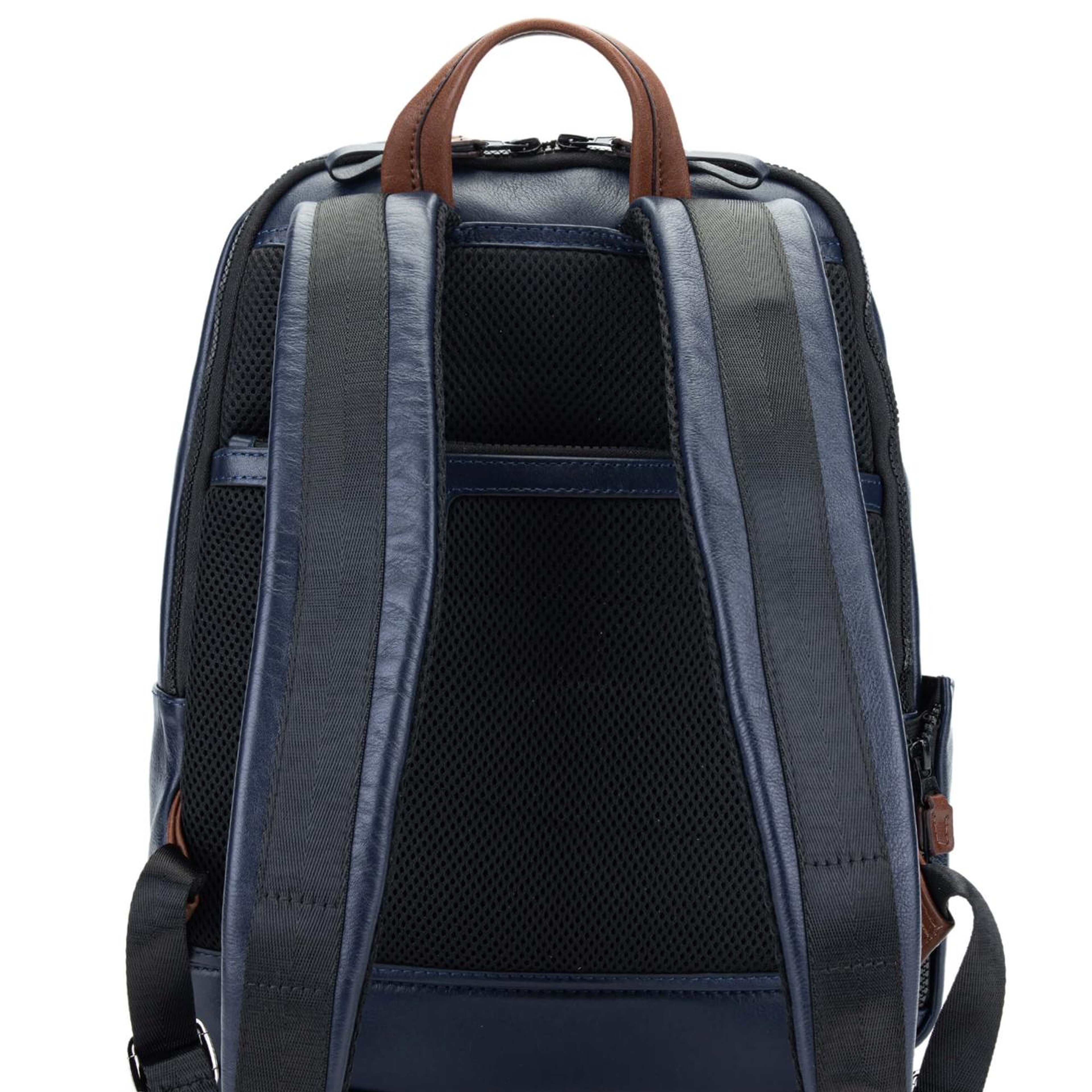 Tamer Tanca Erkek Hakiki Deri Lacivert/Taba Sırt Çantası