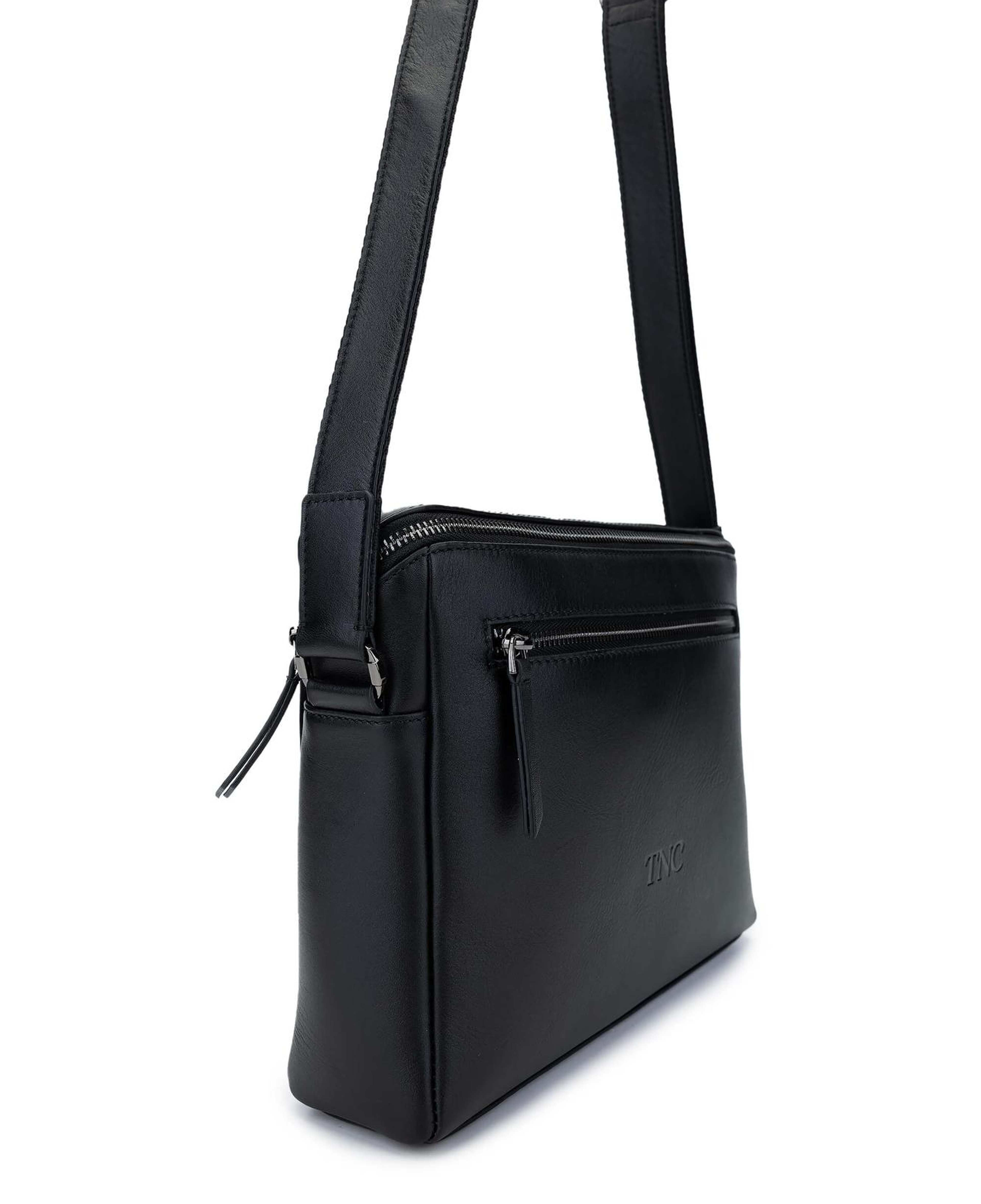 Tamer Tanca Erkek Hakiki Deri Siyah Postacı Çanta