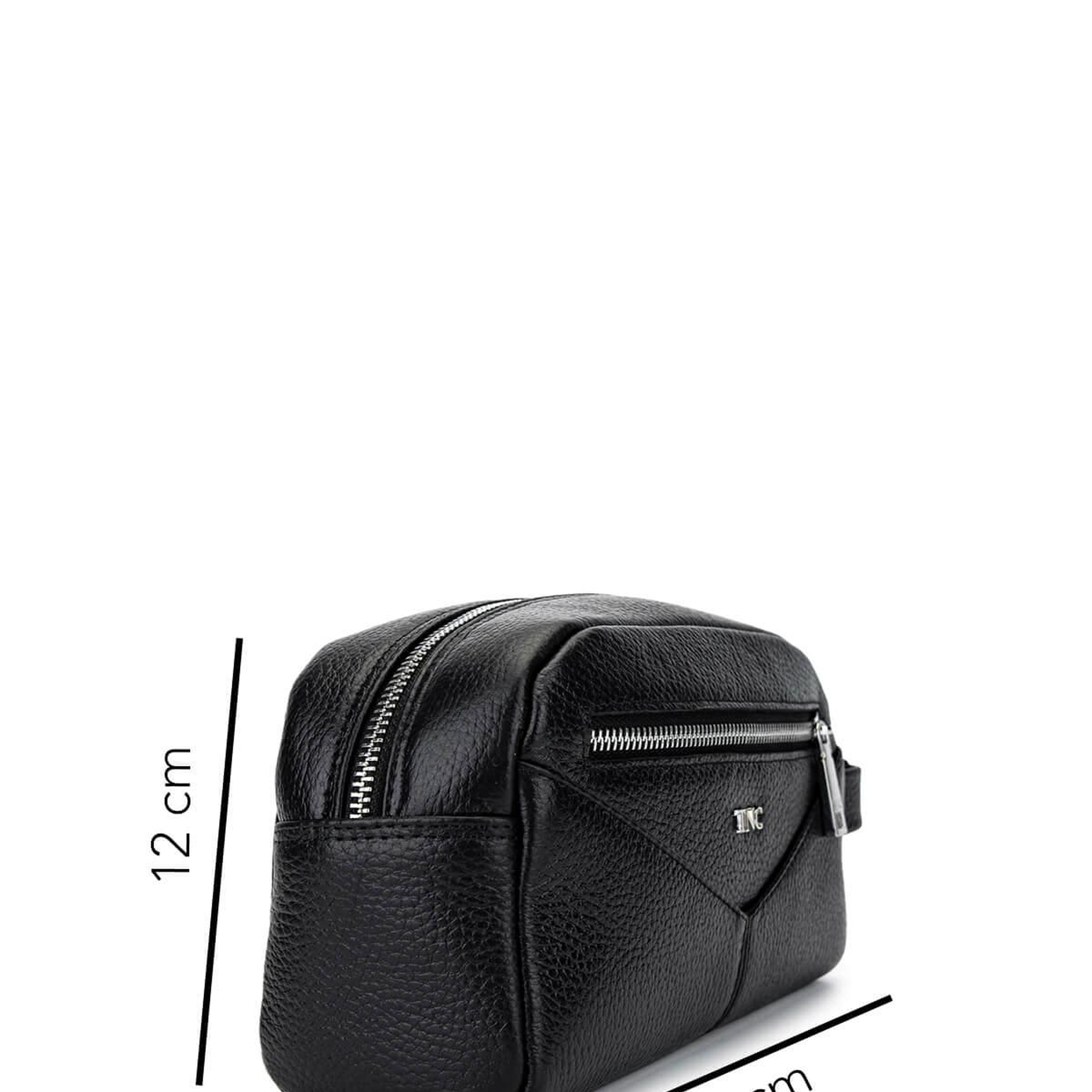 Tamer Tanca Erkek Hakiki Deri Siyah Floter Traş Çantası