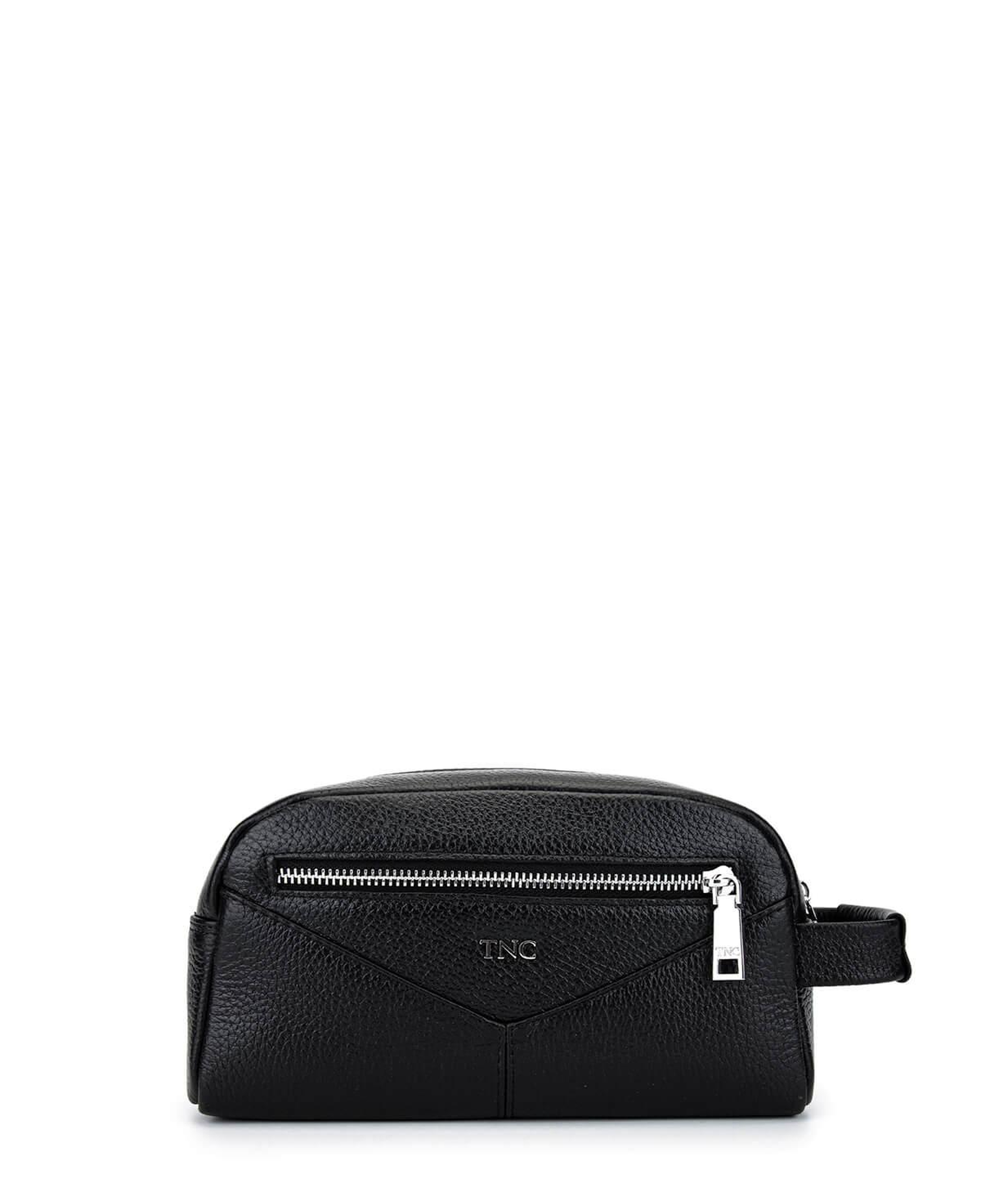 Tamer Tanca Erkek Hakiki Deri Siyah Floter Traş Çantası