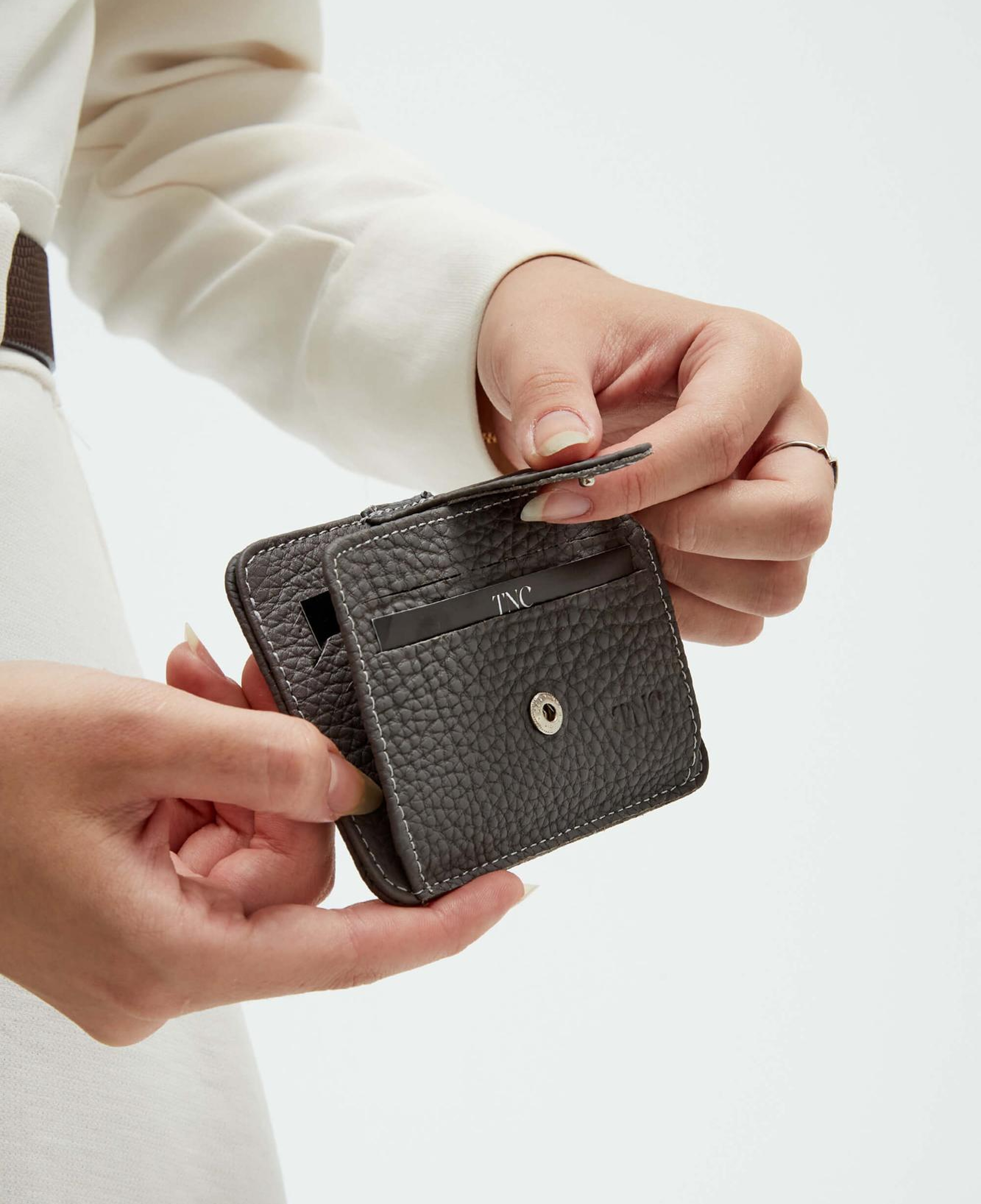 Tamer Tanca Unisex Hakiki Deri Gri Kartlık