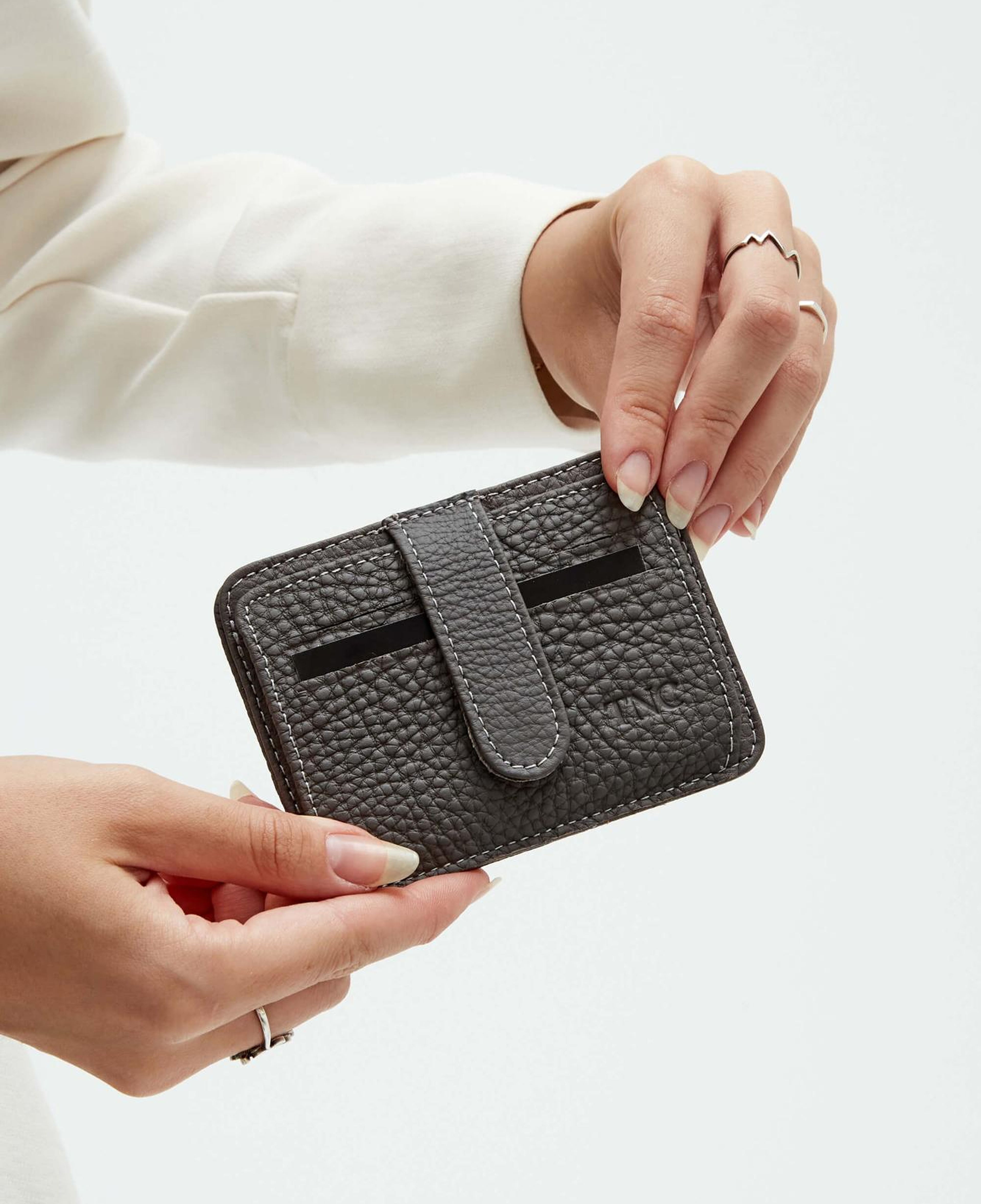 Tamer Tanca Unisex Hakiki Deri Gri Kartlık